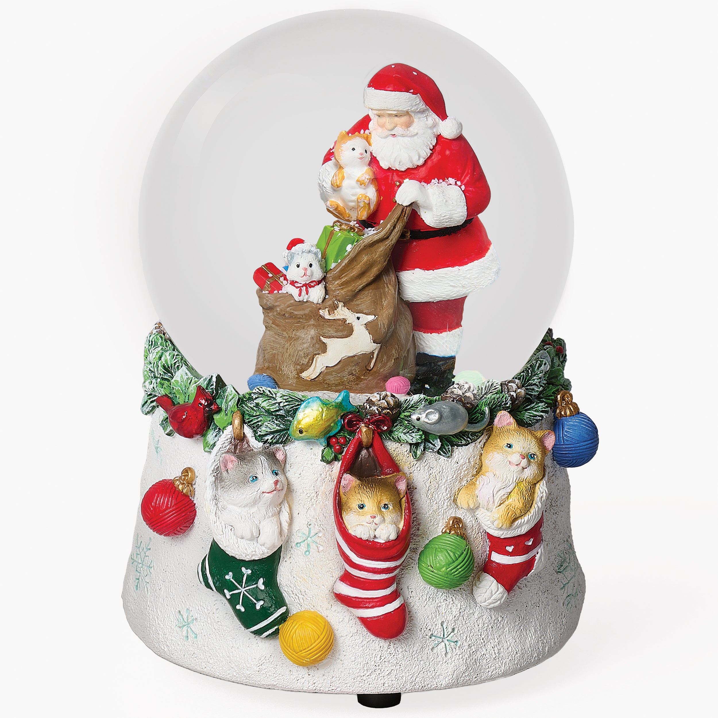 Glitterdome Musical Santa & Kittens - "We Wish You a Merry Christmas" Tune