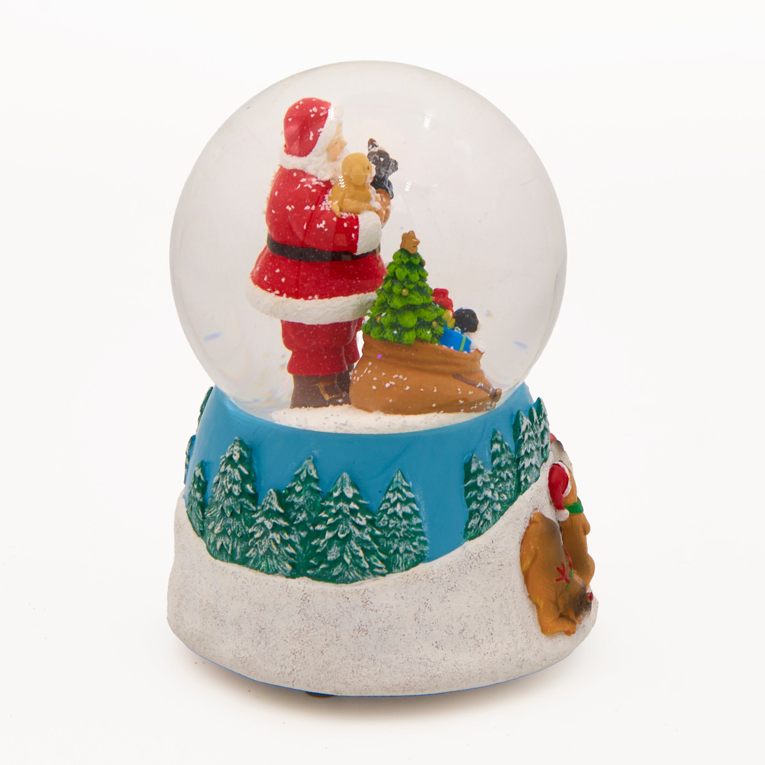 Glitterdome Musical Santa with Puppies - " We Wish You a Merry Christmas" Tune