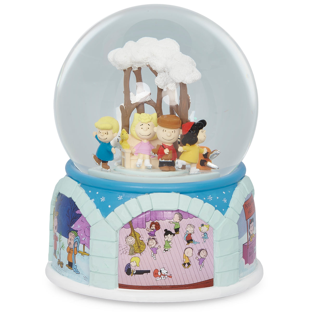 Peanuts musical rotating ice skaters glitterdome with Snoopy and friends