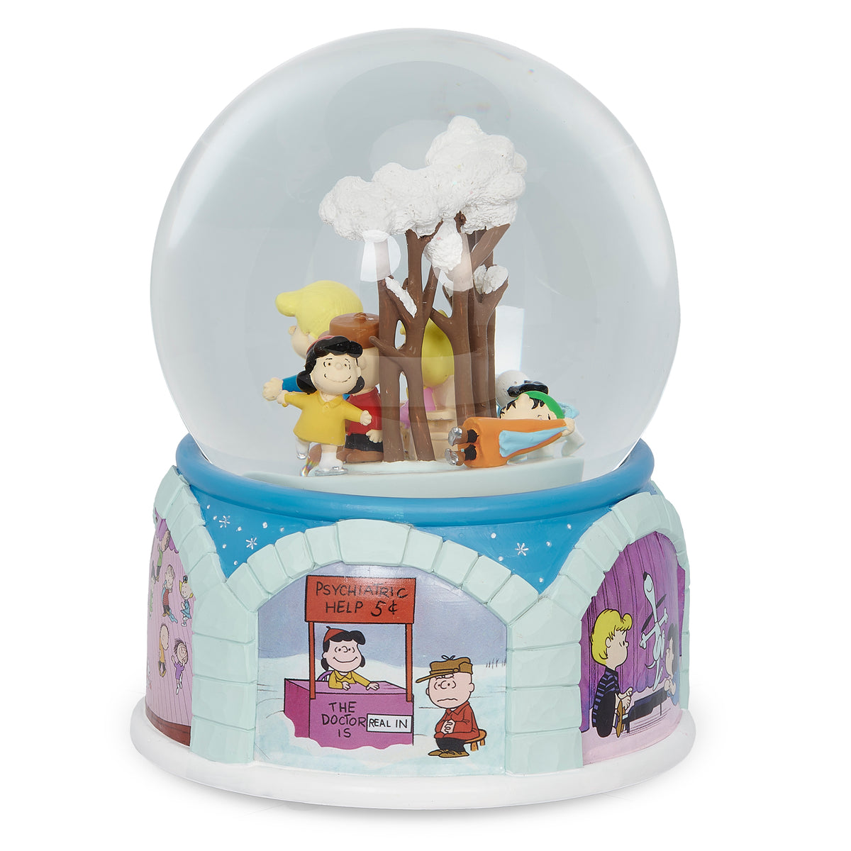 Peanuts musical glitterdome with rotating ice skating scene