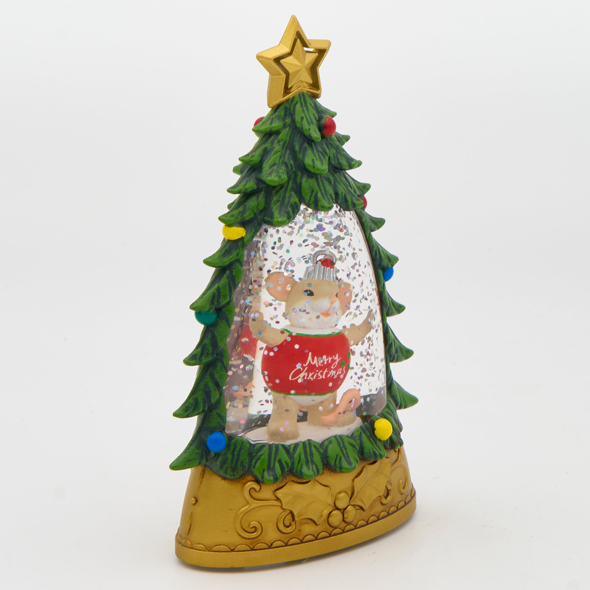 Charming Tails Lighted Mouse in Tree - Shimmering Merry Lites