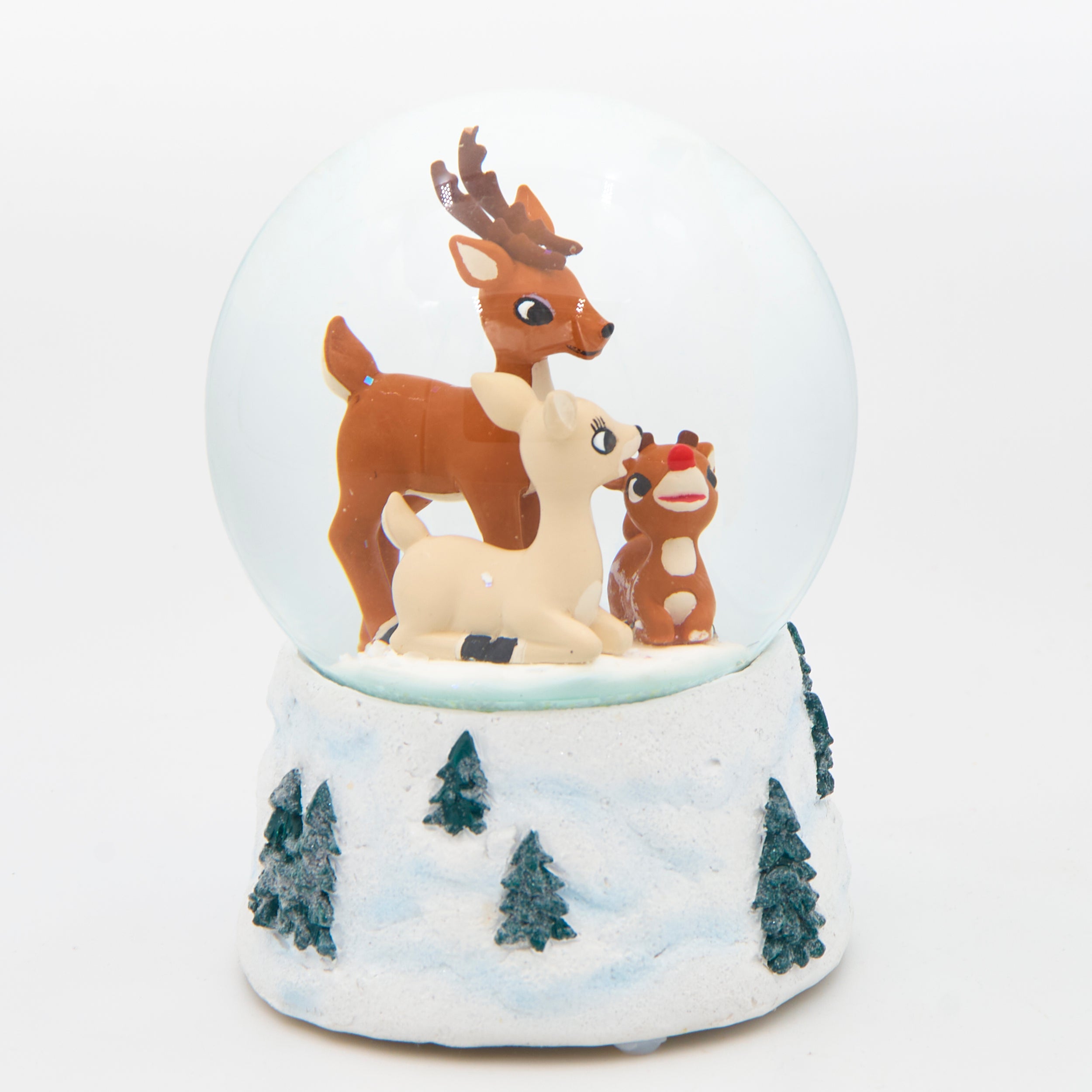 Rudolph & Family with Light-Up Nose Glitterdome - "Rudolph The Red Nose Reindeer" Tune
