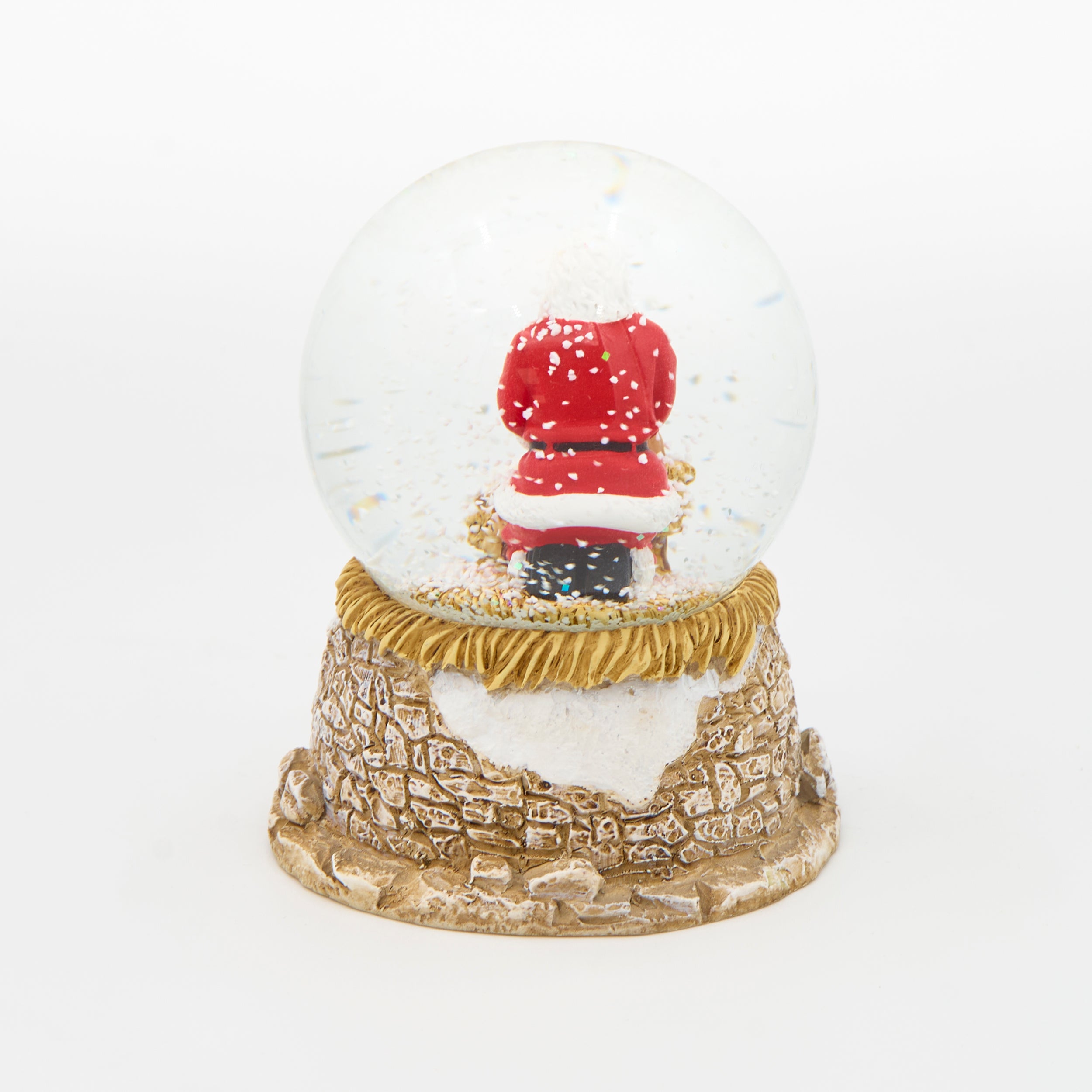 kneeling santa in glitterdome