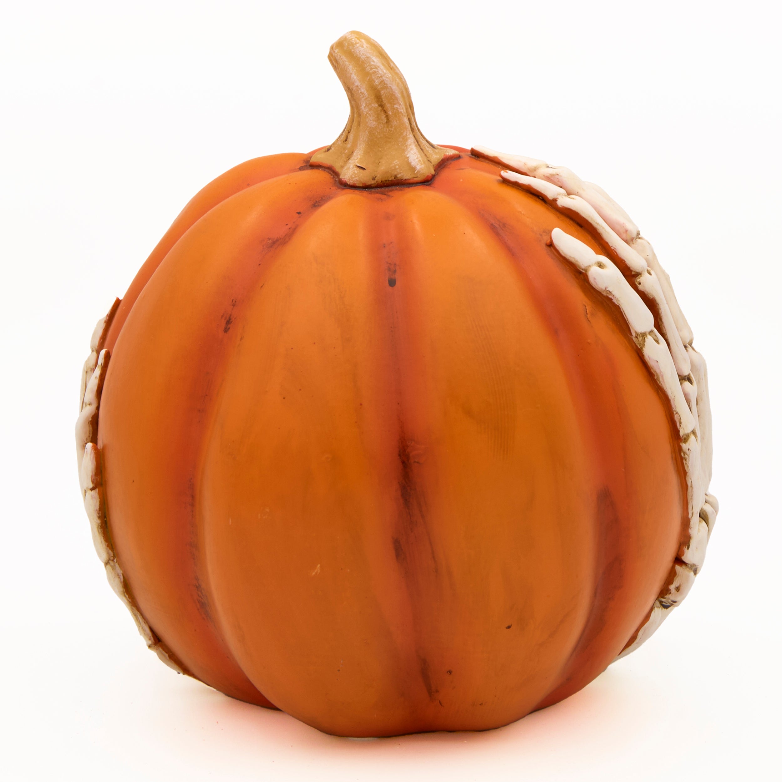 Lighted Orange Pumpkin with Graveyard Scene