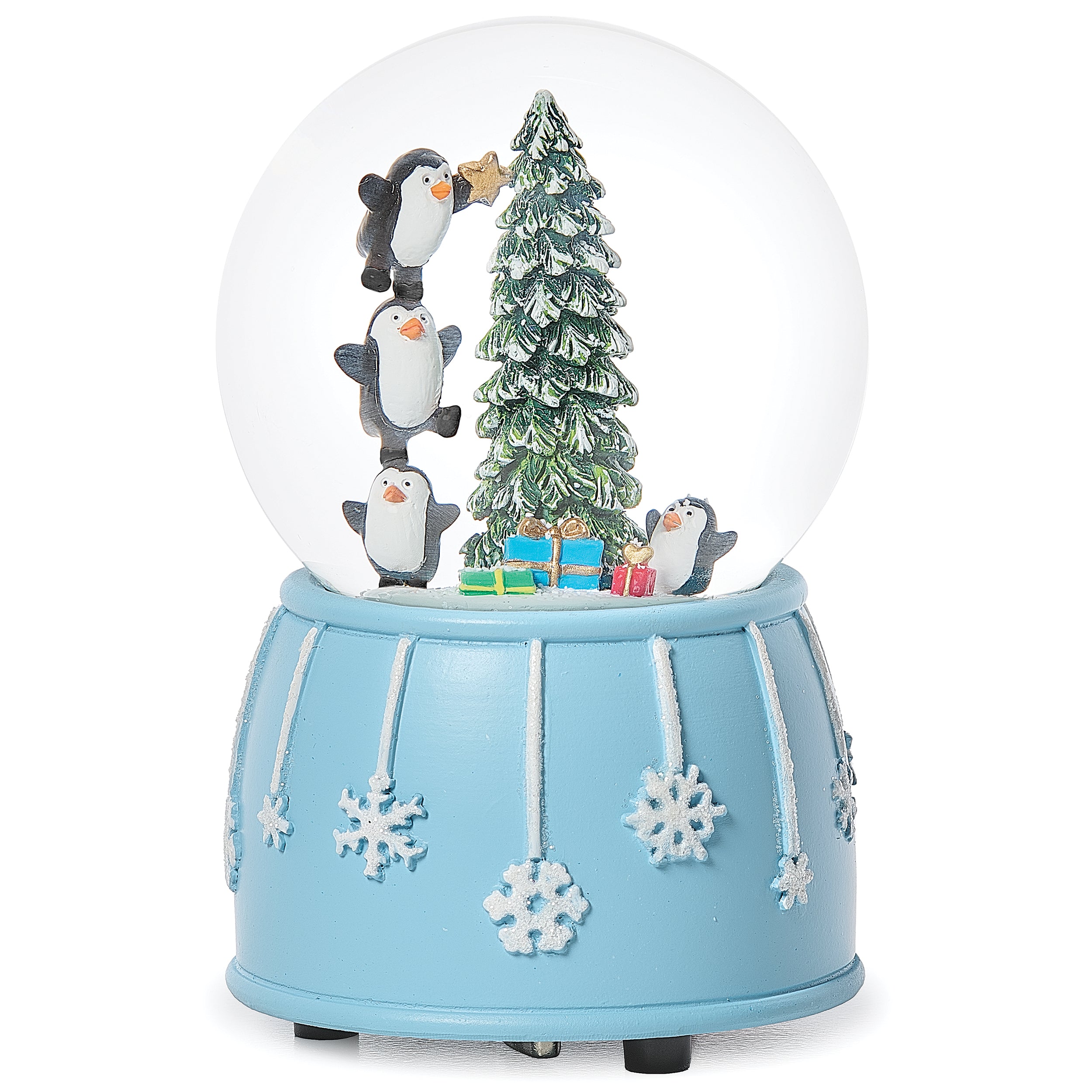 Glitterdome Musical Penguins Decorating Tree - "O' Christmas Tree" Tune