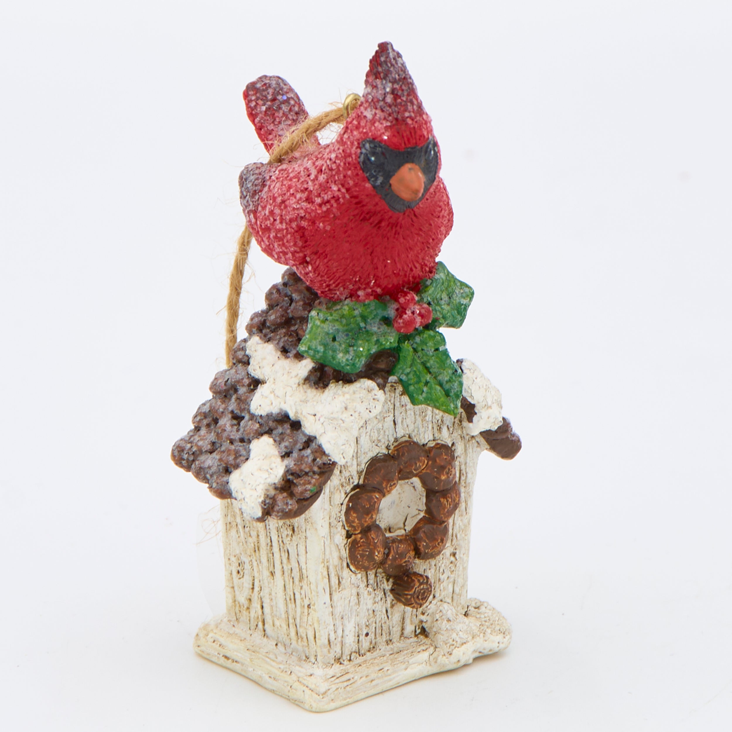Cardinal on Birdhouse Ornament