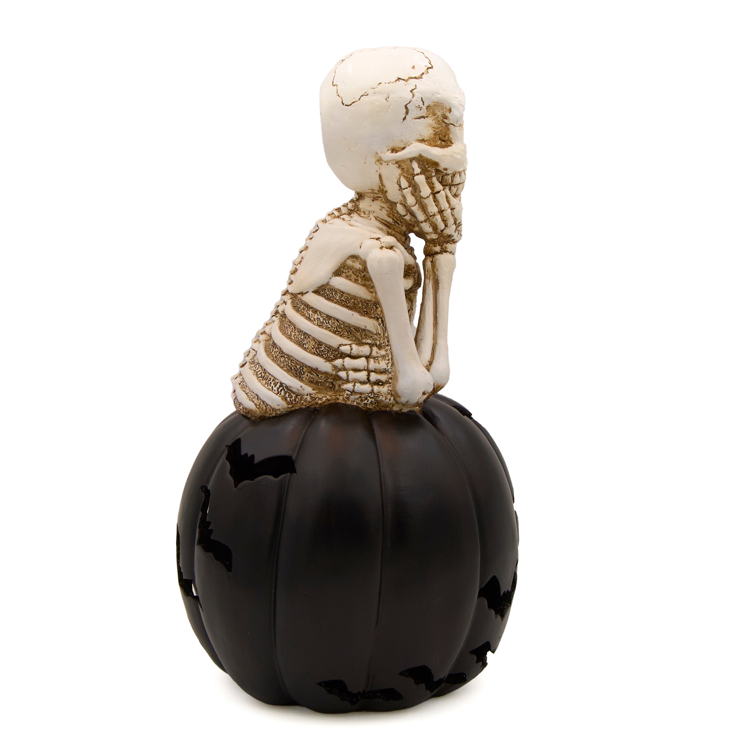 Lighted Skeleton & Black Pumpkin