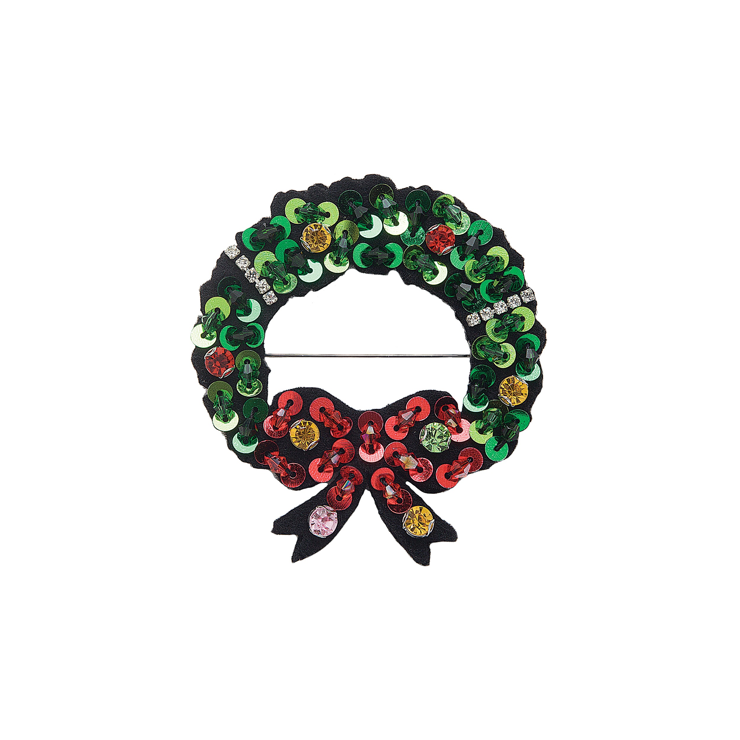 Sparkling Sequin Christmas Wreath Pin