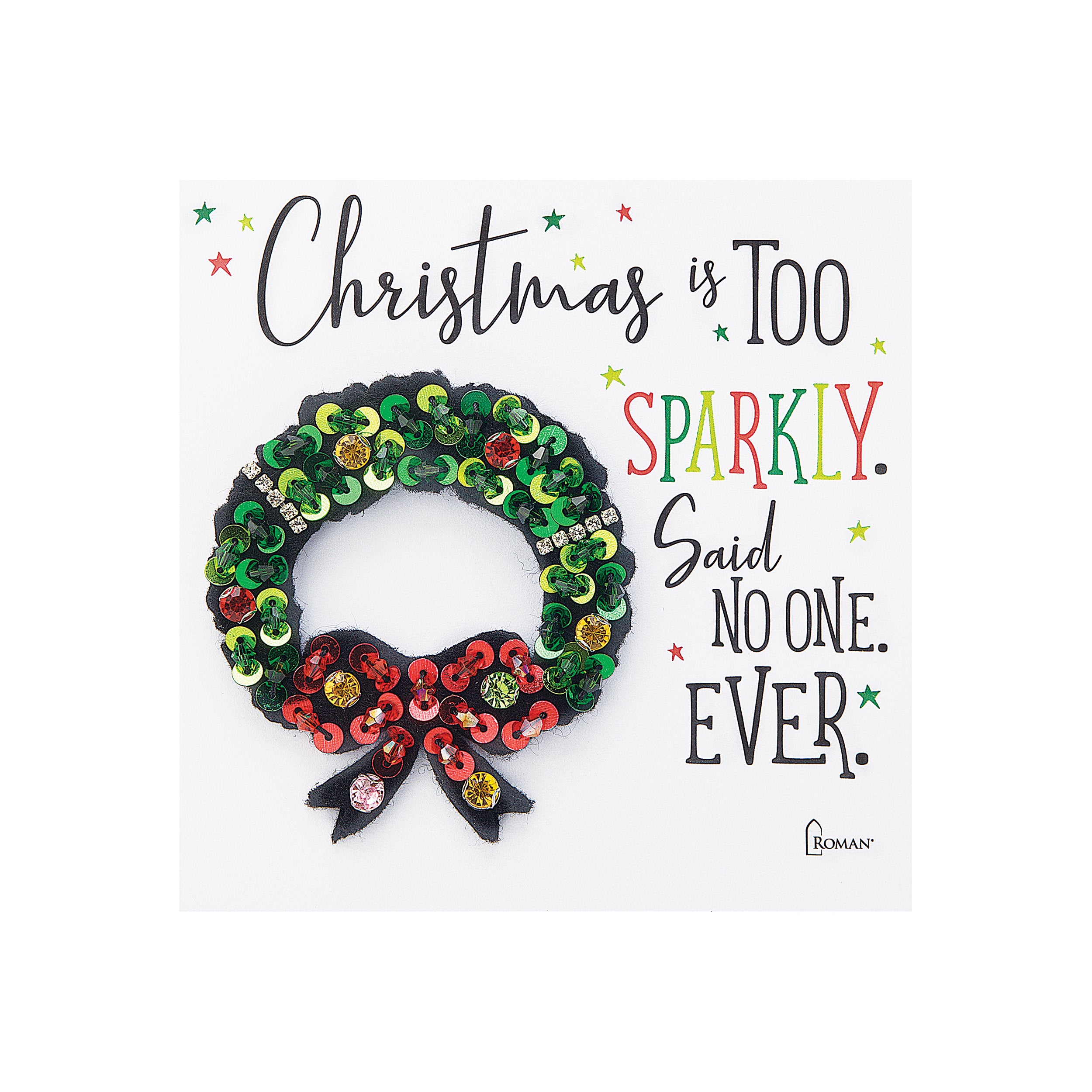 Sparkling Sequin Christmas Wreath Pin