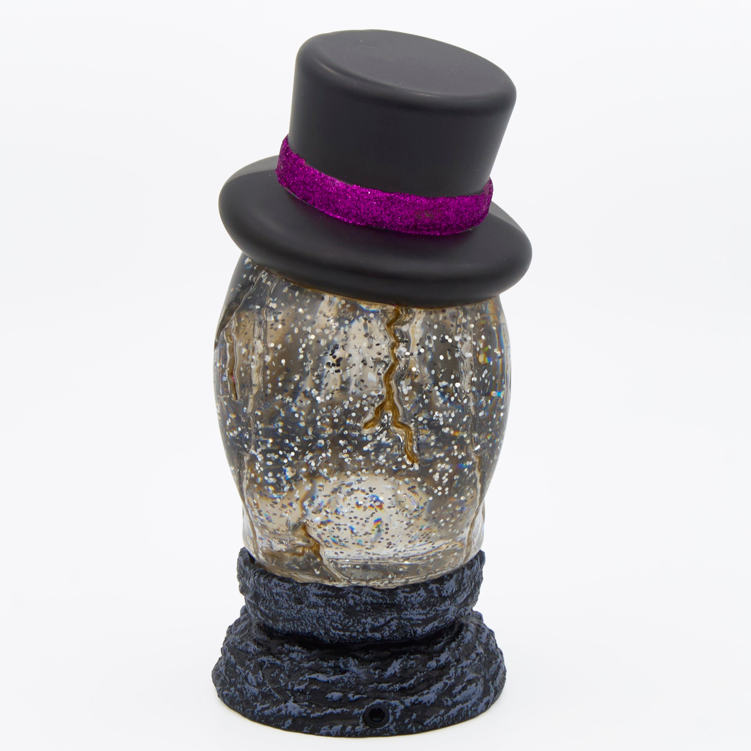 Glitterdome Lighted Swirl Skull with Top Hat