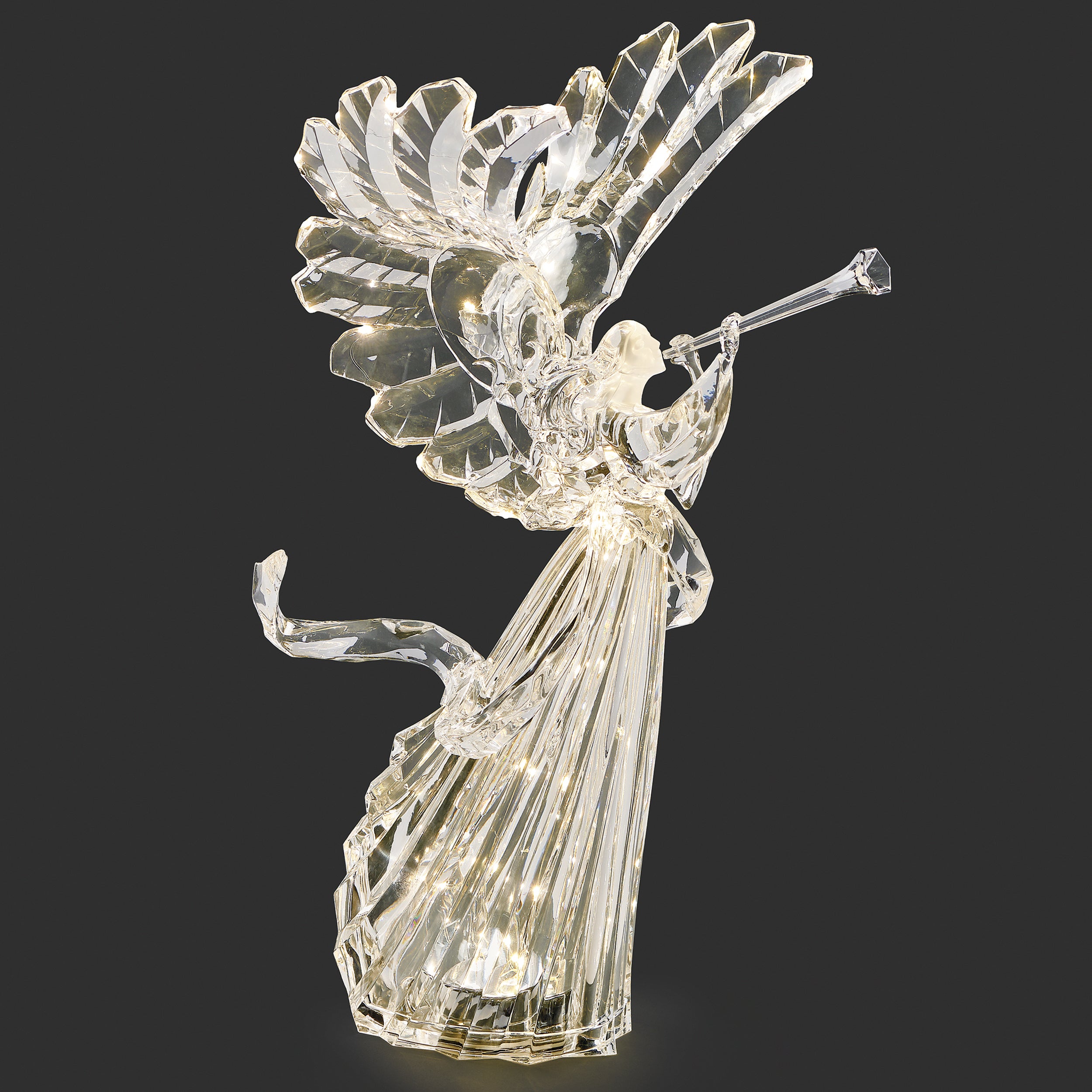 Lighted Angel with Horn Acrylic Figure