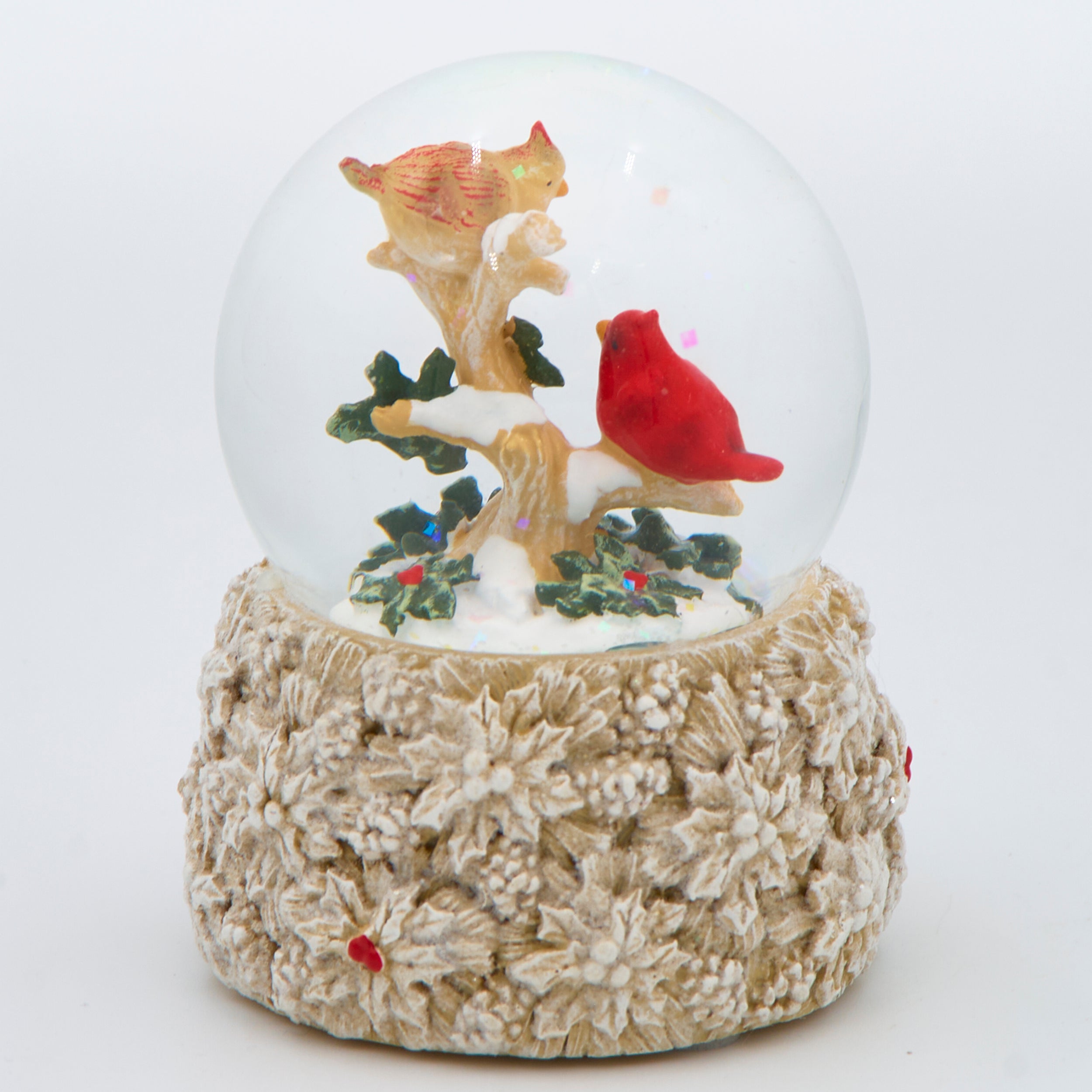 Glitterdome Cardinals with Poinsettia Accents