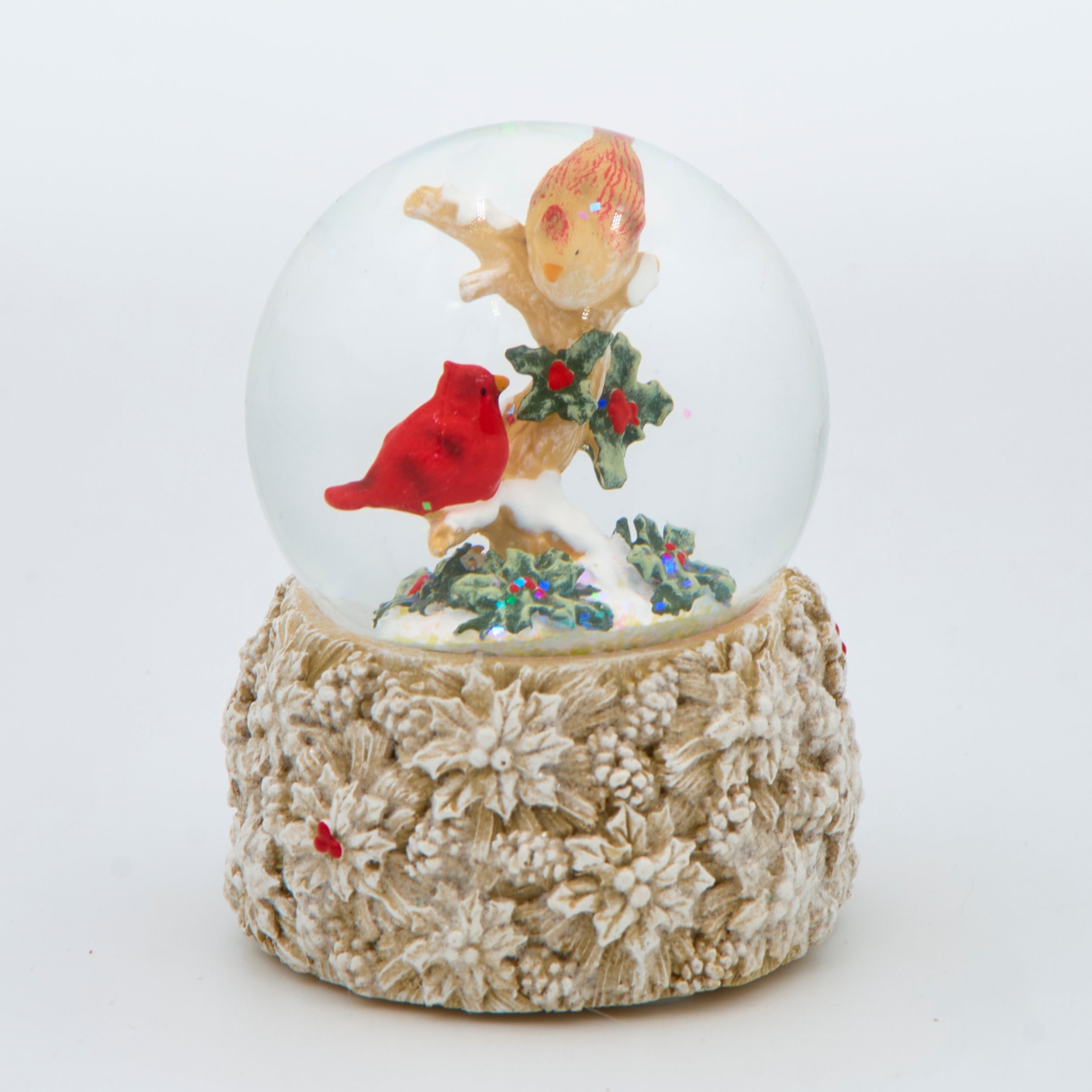 Glitterdome Cardinals with Poinsettia Accents