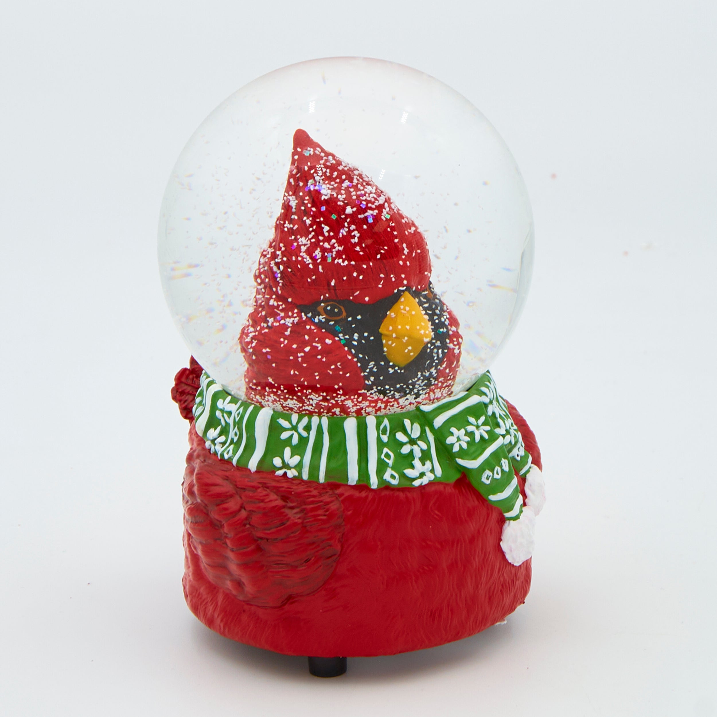 Glitterdome Musical Cardinal in Scarf – "Deck the Halls" Tune