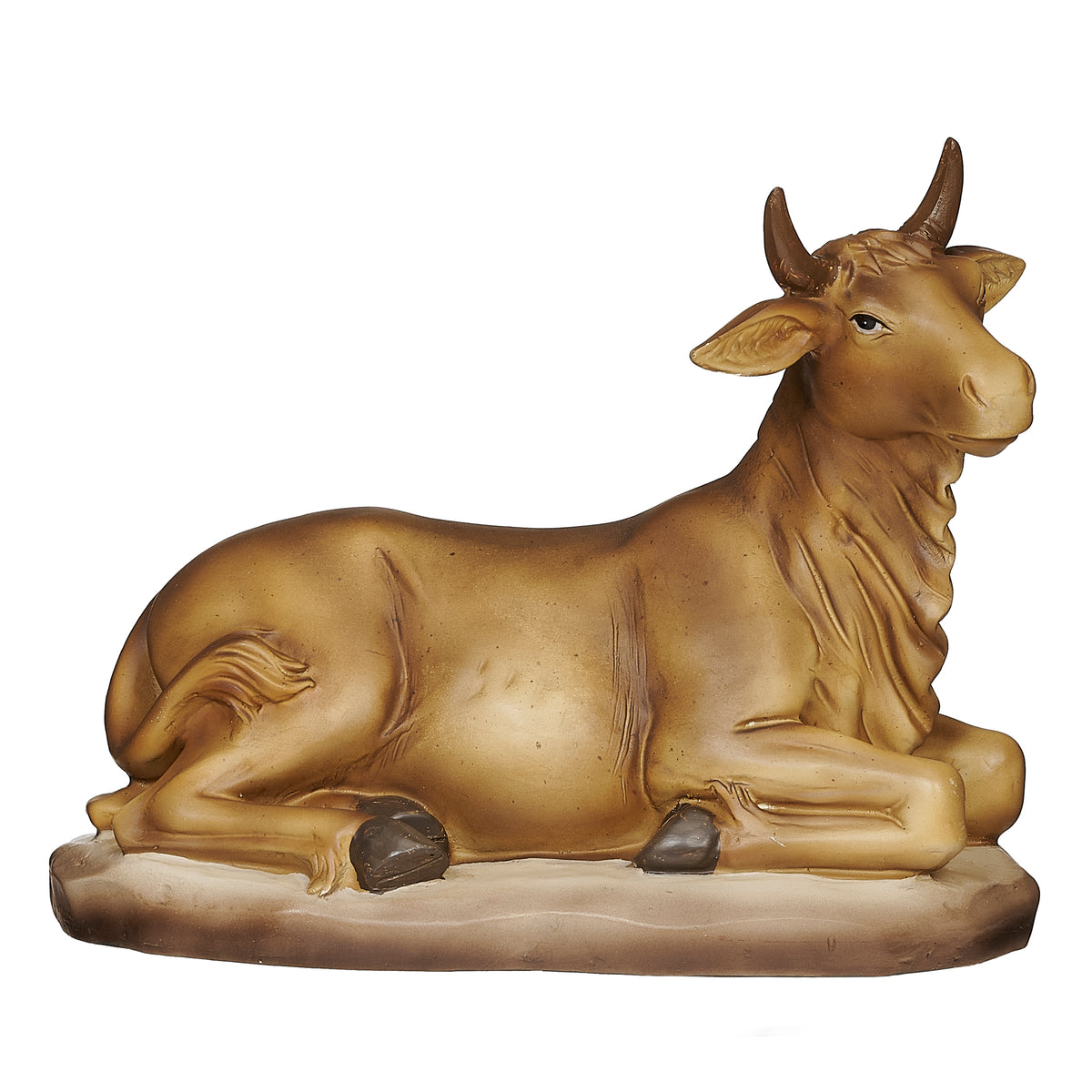 Brown resting ox figure from celestial blue nativity set