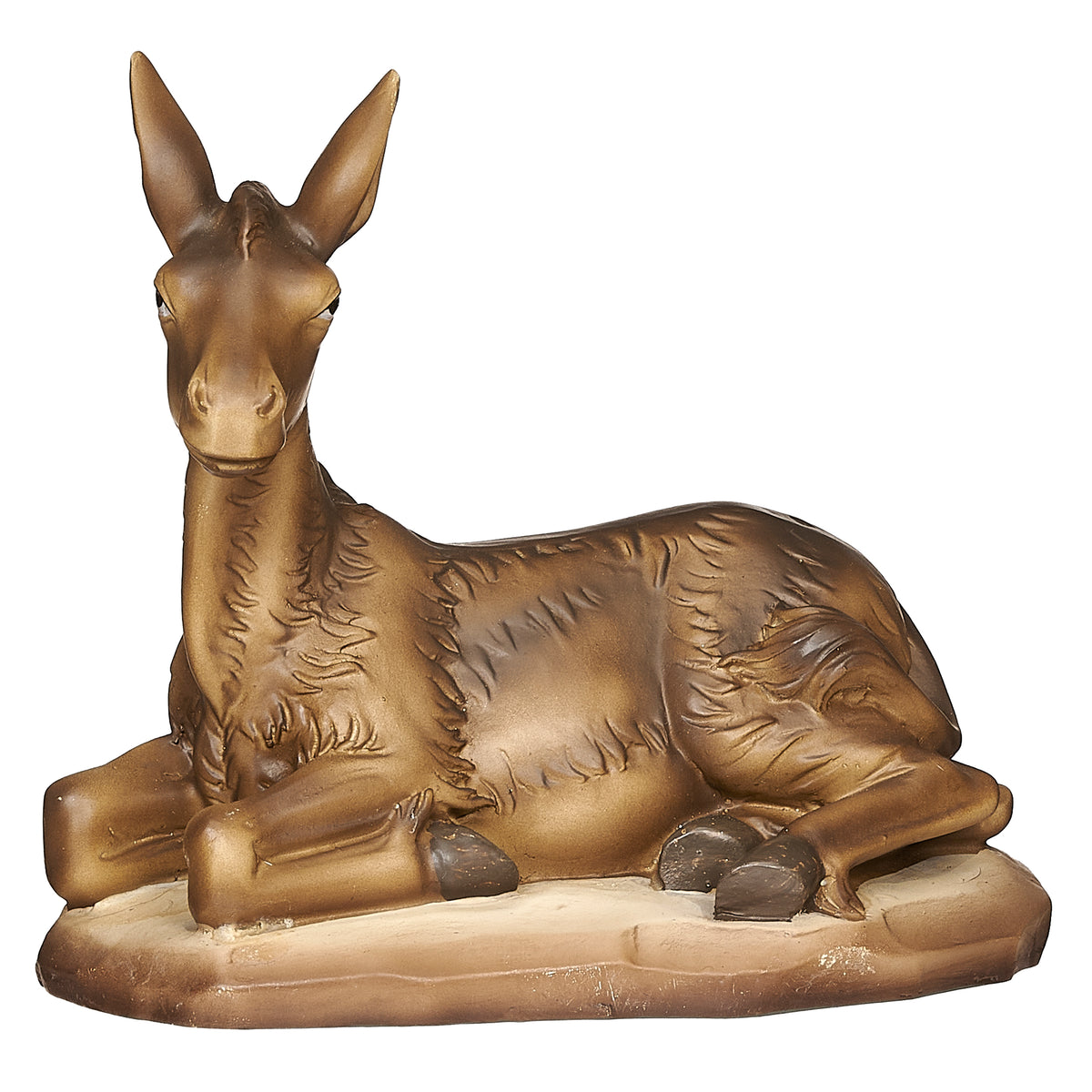 Brown resting donkey figure from celestial blue nativity set