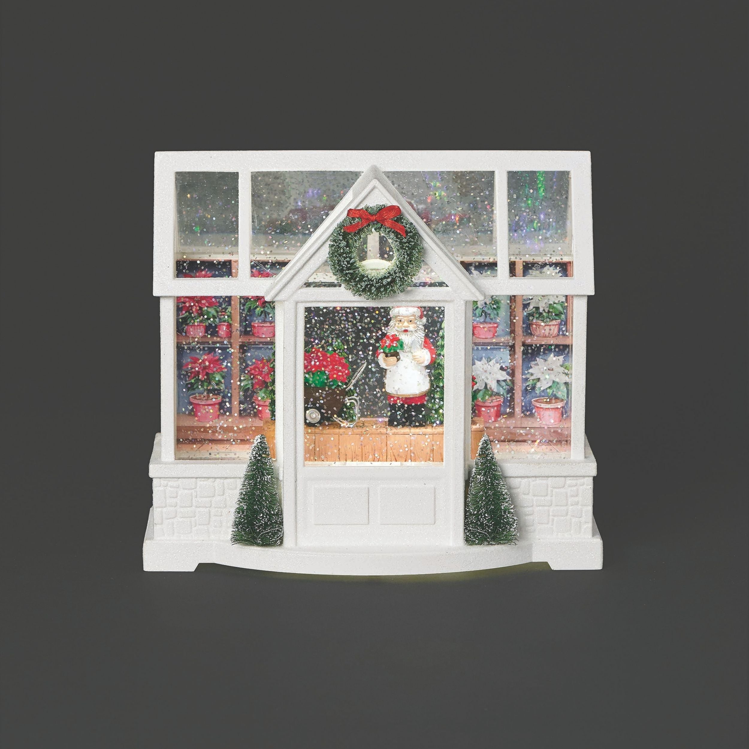 Confetti Lites Lighted Swirl Santa Greenhouse Plant Shop