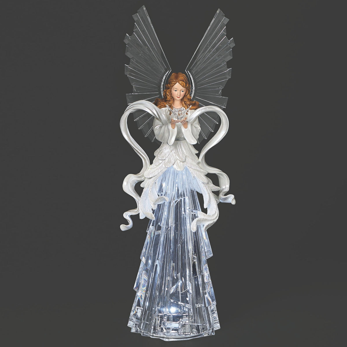Lighted Angel with Dove Feather Dress