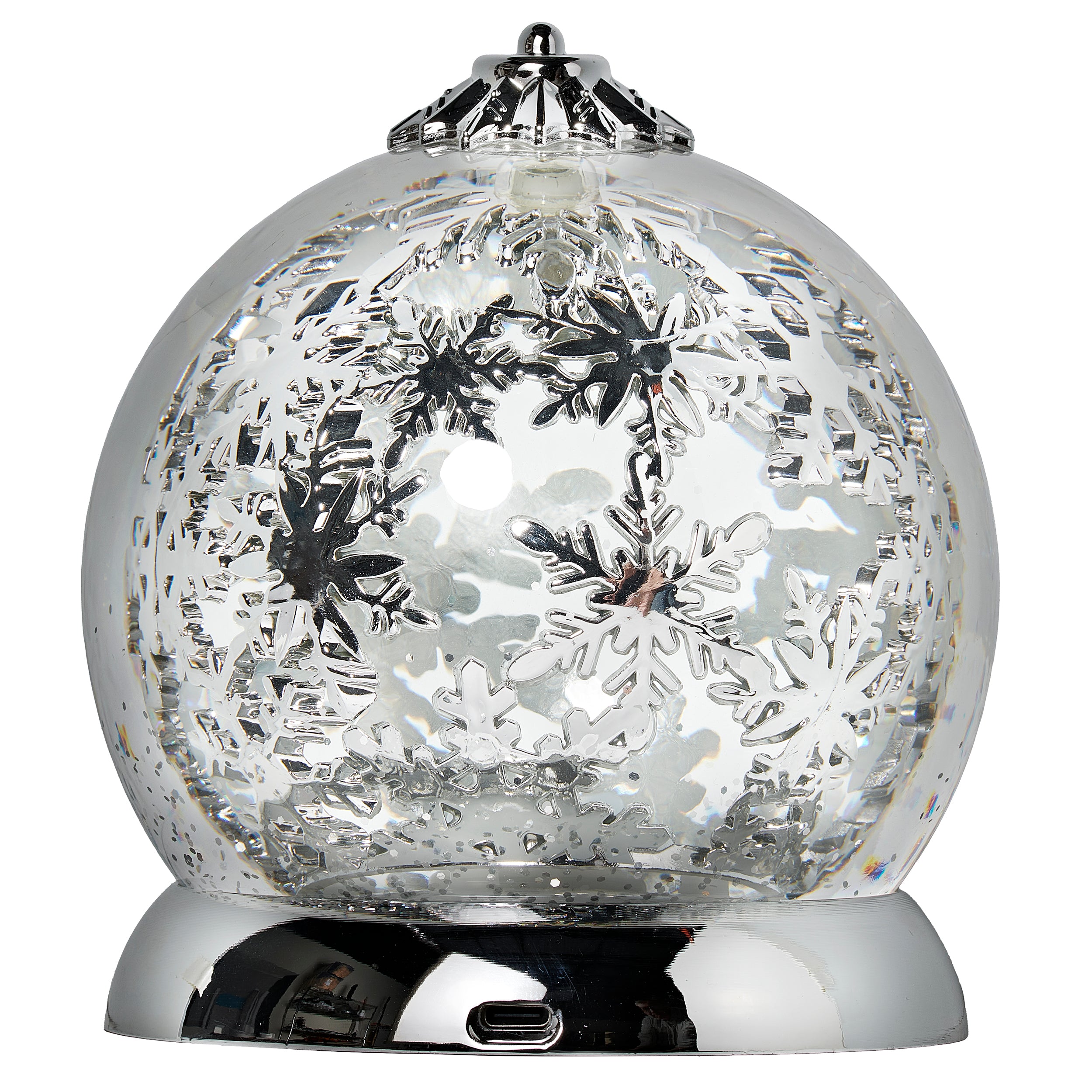Decorative glass ball with a silver base