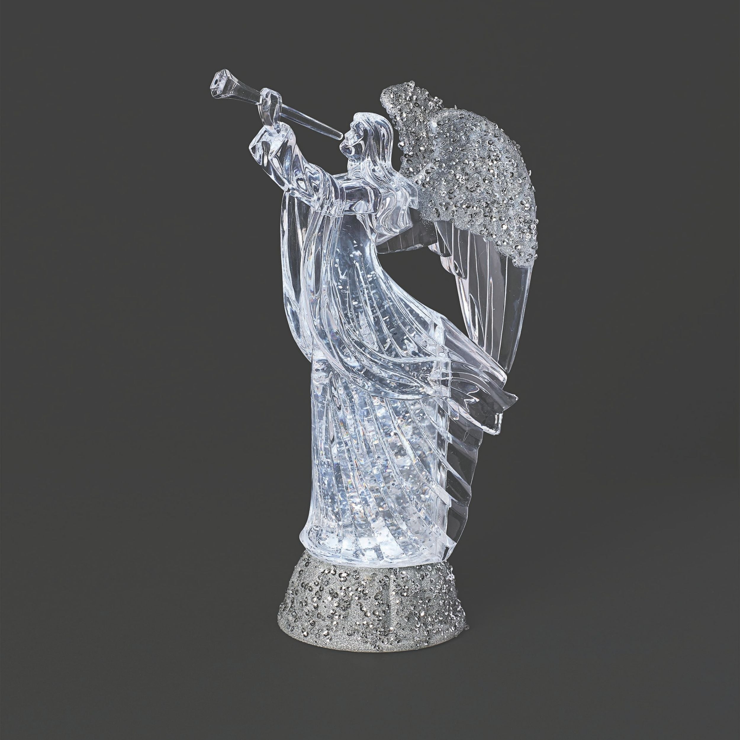 Confetti Lites Lighted Angel with Swirl Wings & Silver Glitter Base