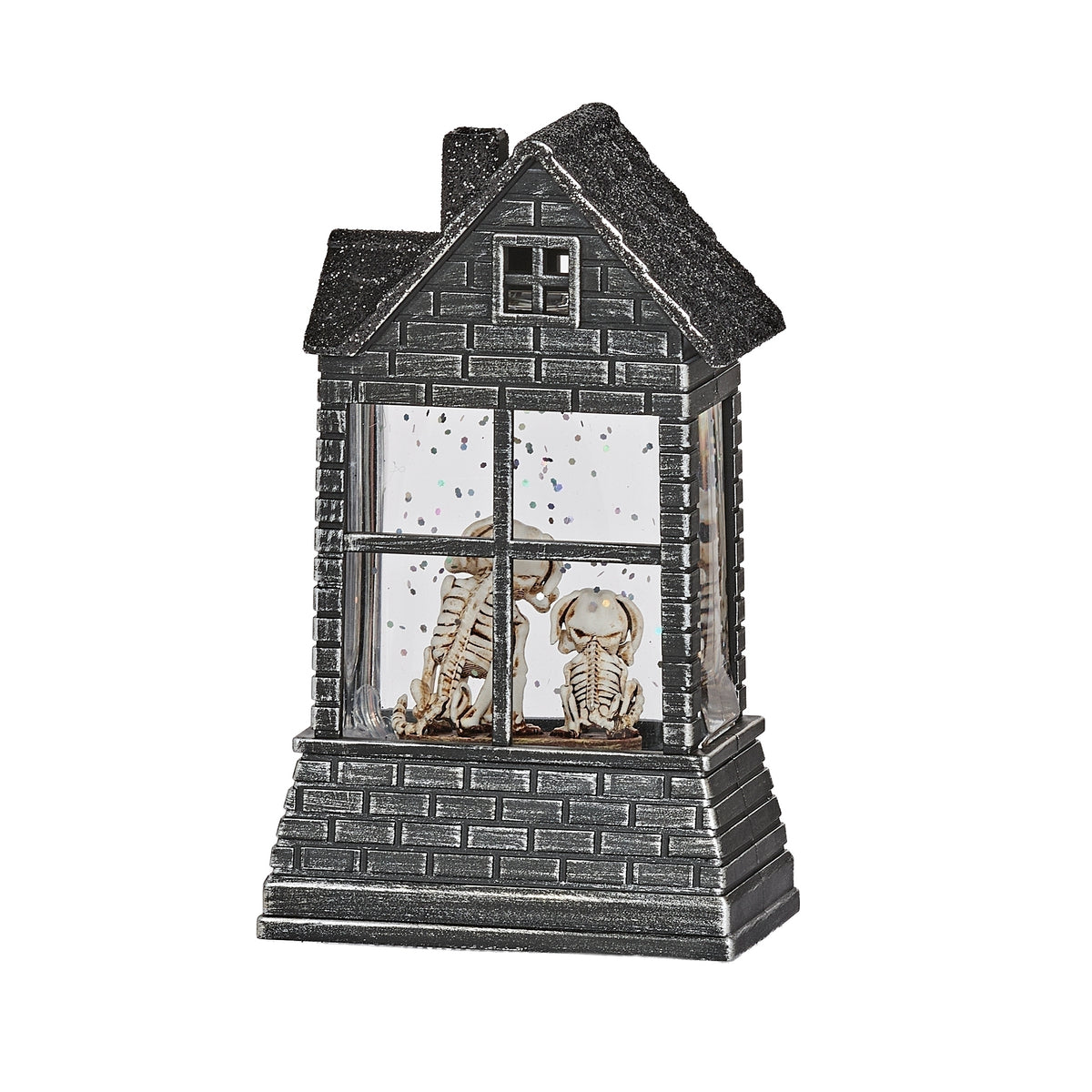 Lighted Skeleton Dogs in House Halloween decoration, front view