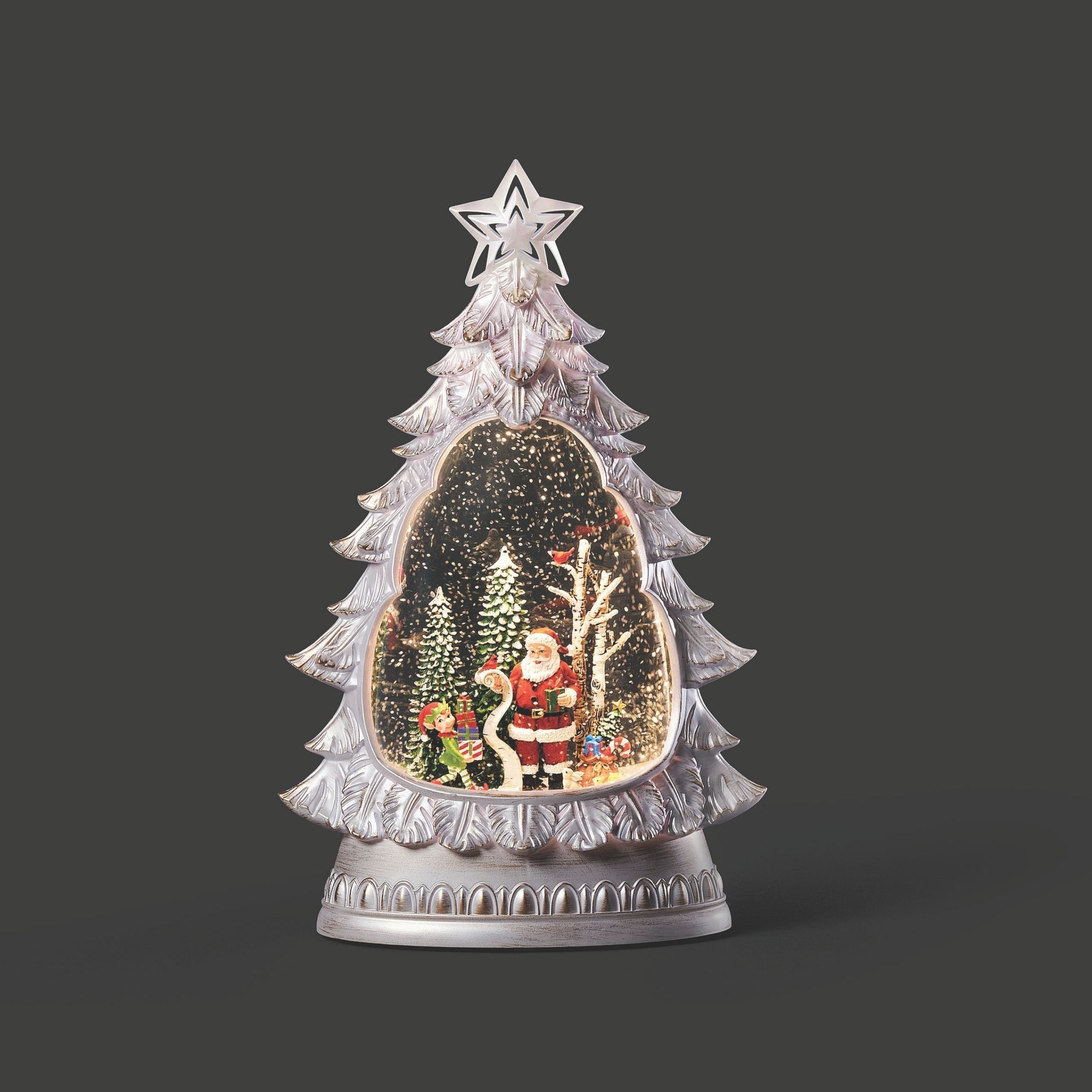 Confetti Lites Lighted Swirl White Tree with Santa Scene