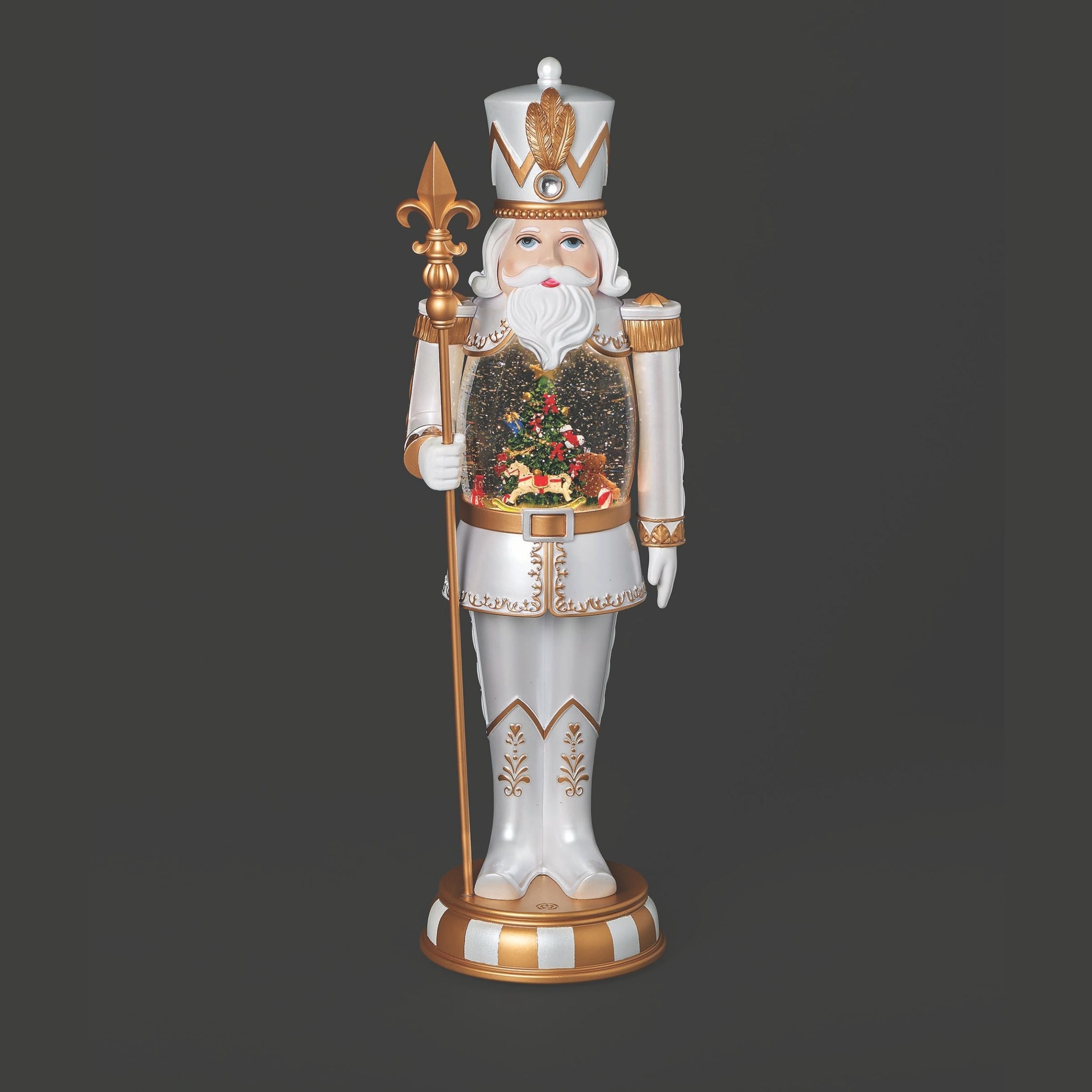 Confetti Lites Lighted Rotating Swirl Nutcracker White & Gold