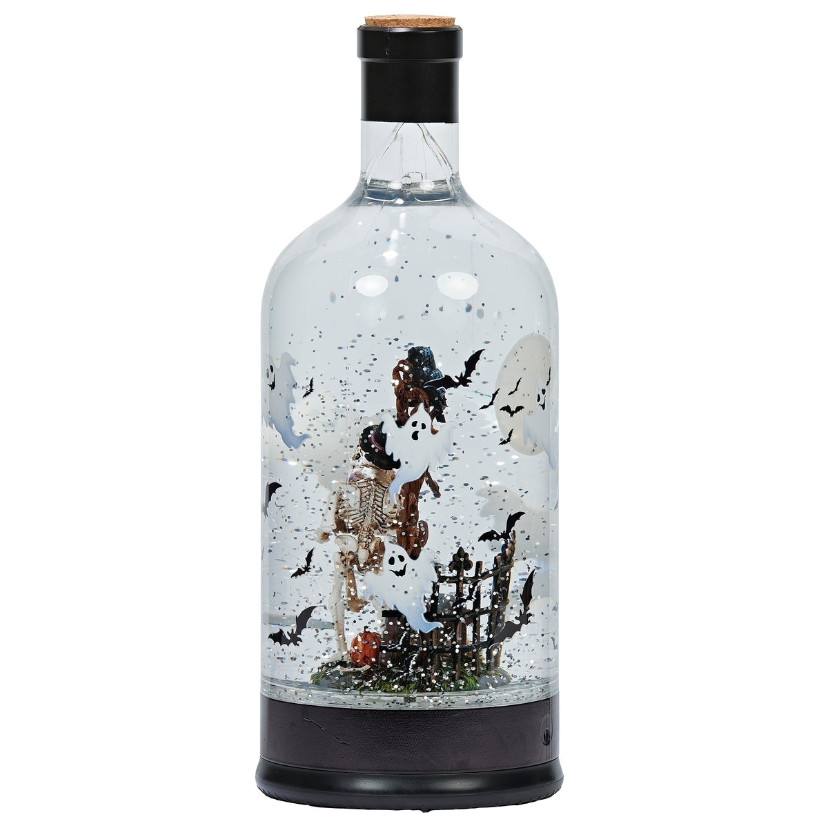 Lighted Swirl Halloween Scene Bottle, alternate angled view
