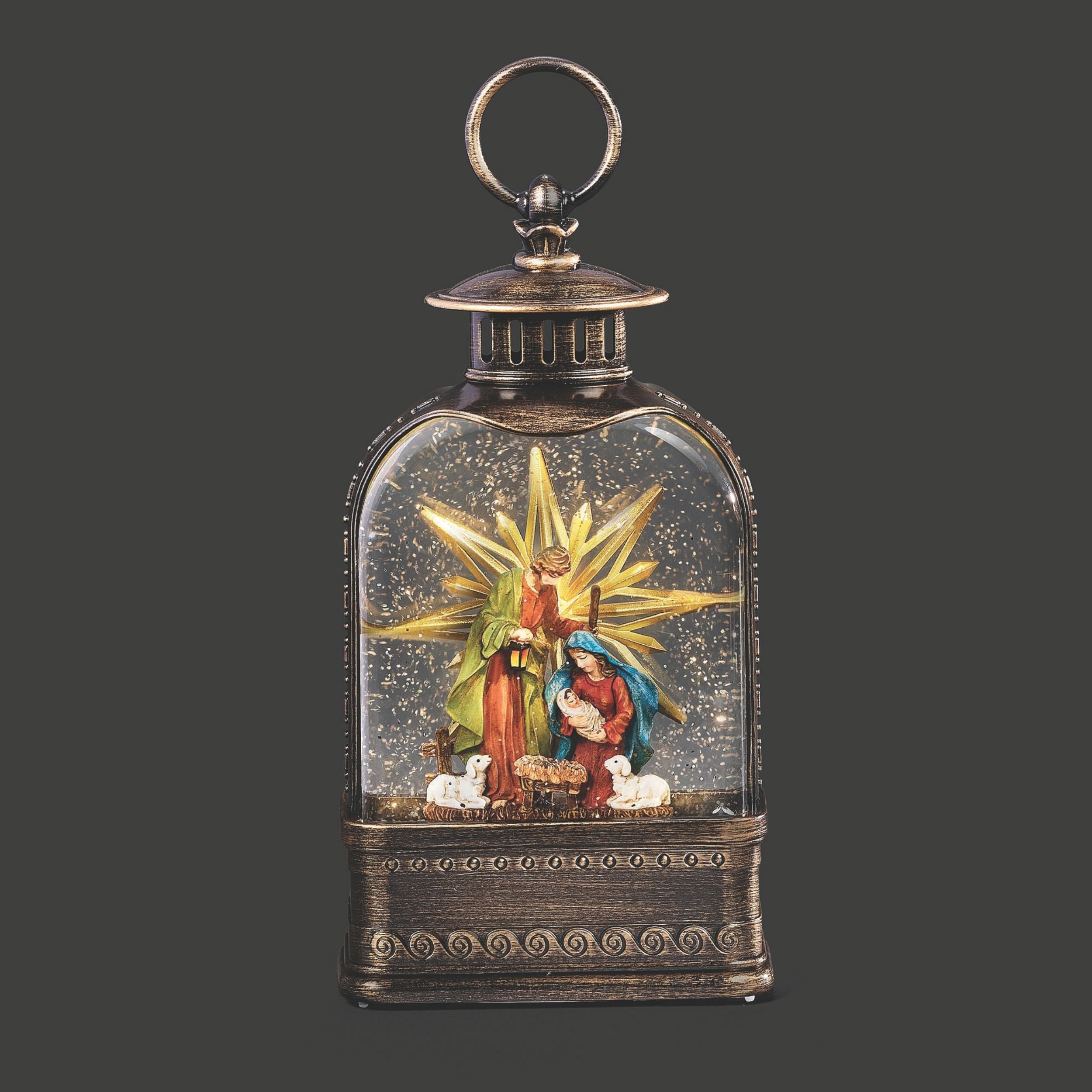 Confetti Lites Lighted Swirl Holy Family & Star Lantern