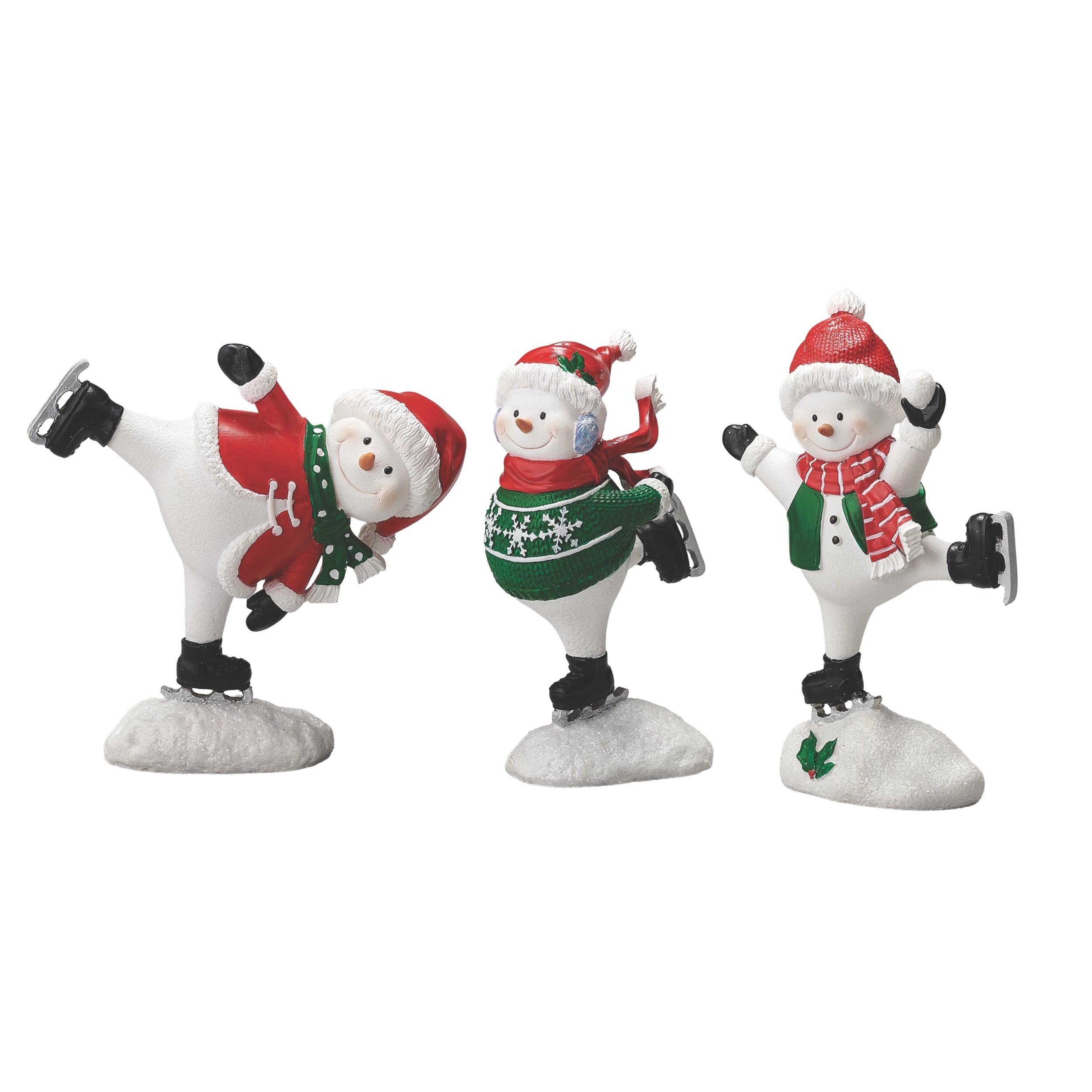 Festive Skating Snowmen Figure Set