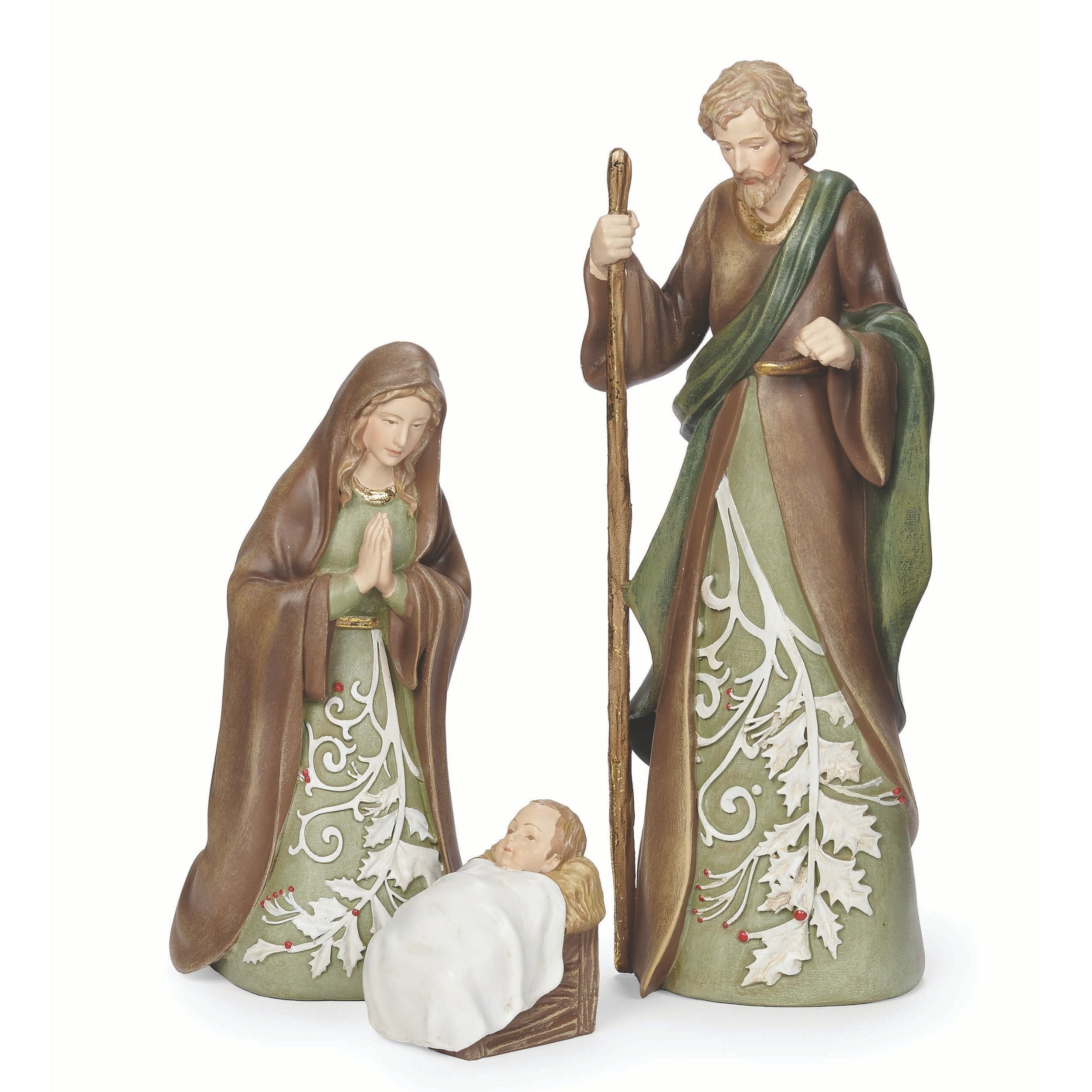 Nativity Brown & Green Set - Green Leaf Pattern