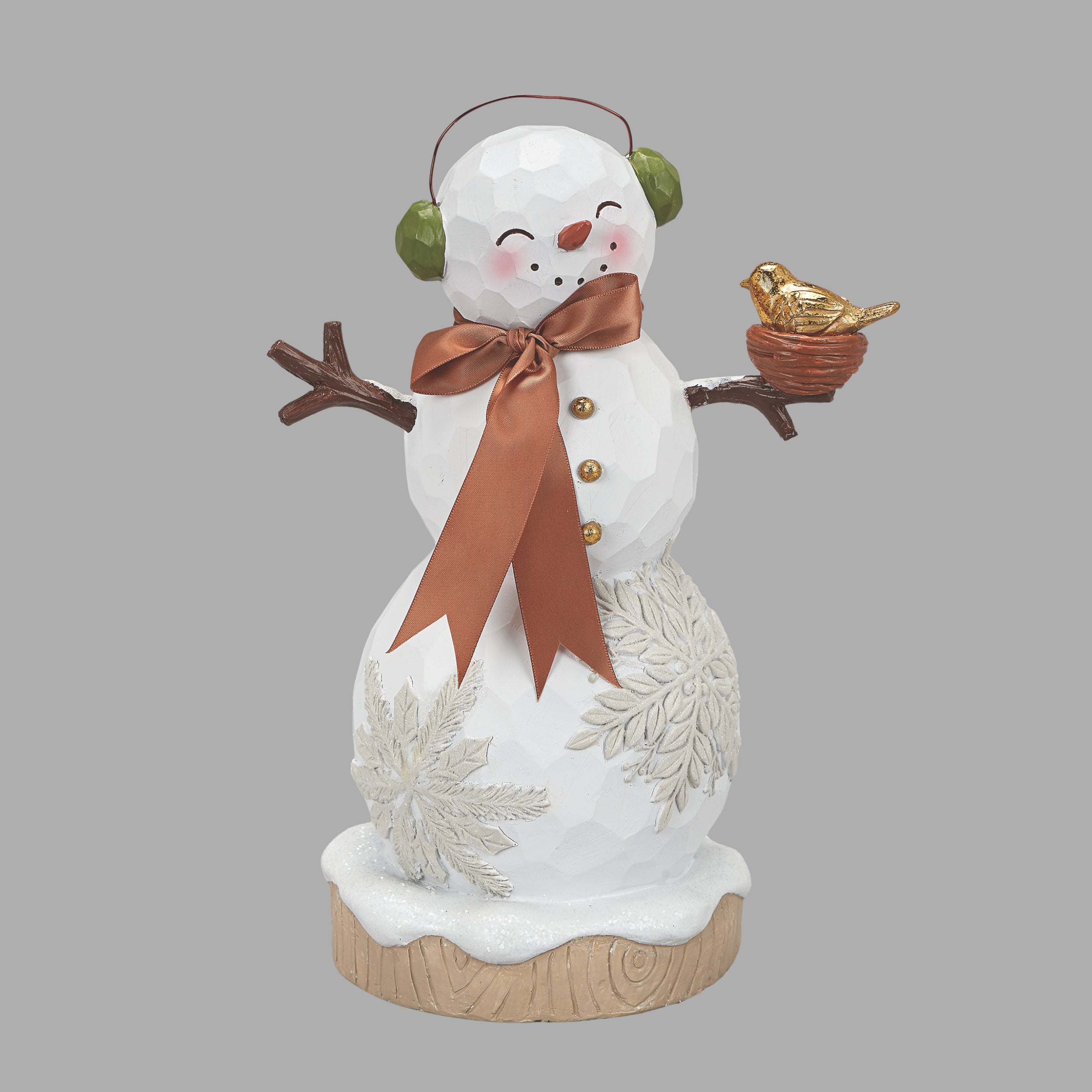 Snowman with Golden Bird Nest