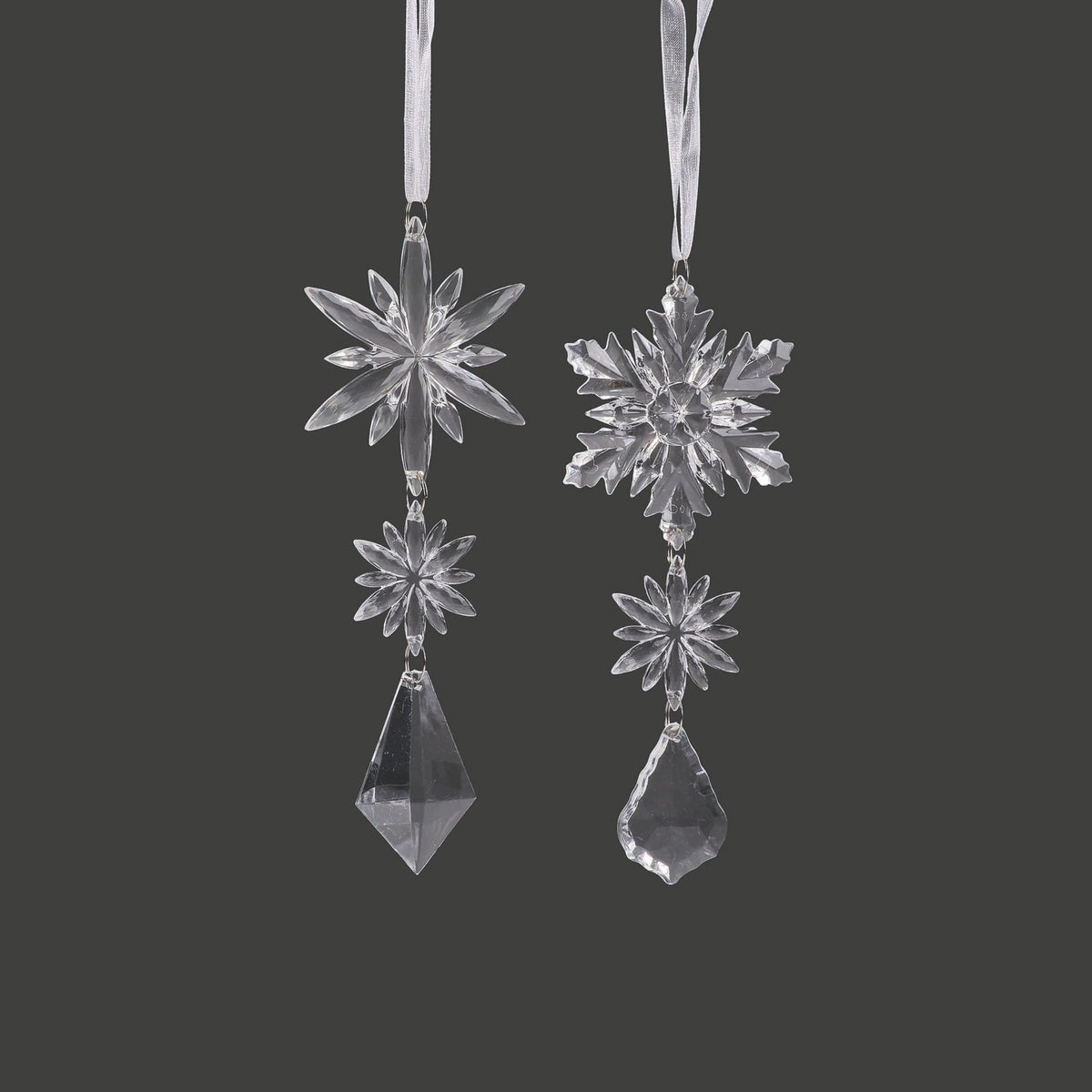 Clear Acrylic Snowflake Ornament Set