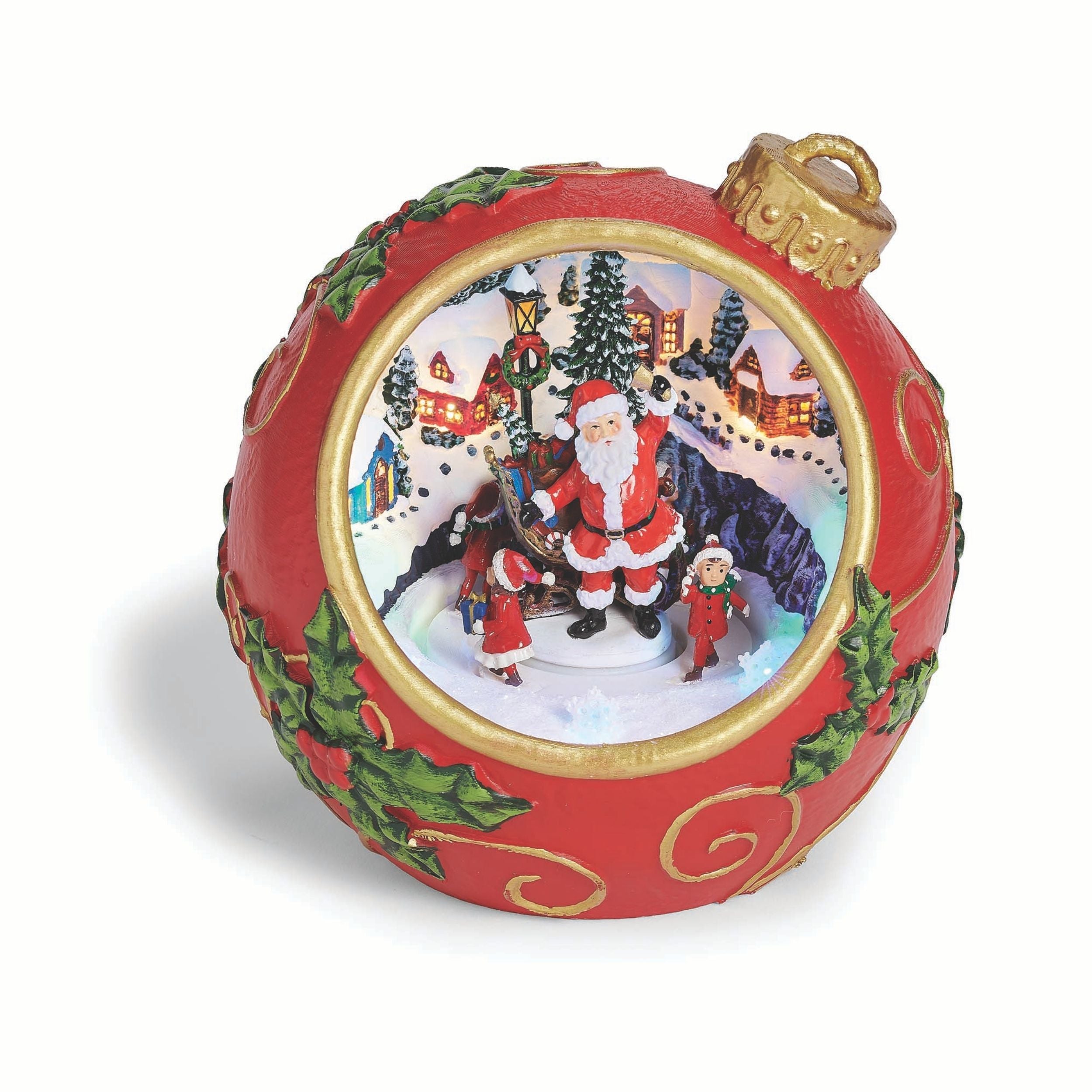 Amusements Lighted Musical Rotating Santa Inside Ornament