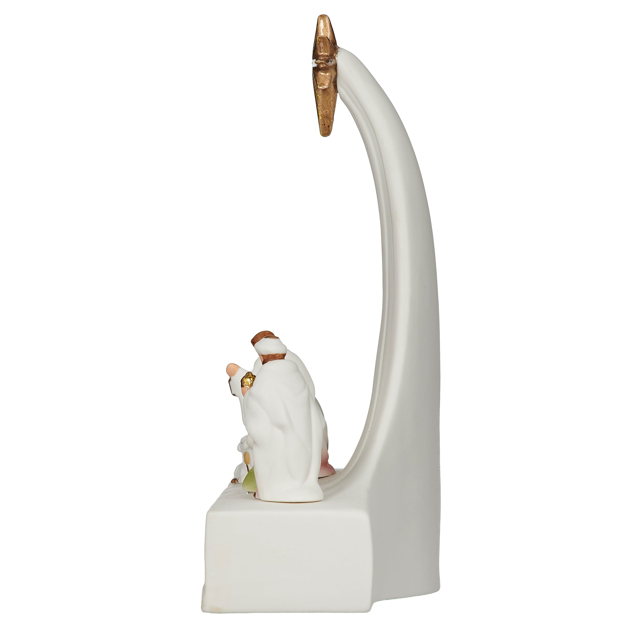 White Nativity scene beneath a gold star