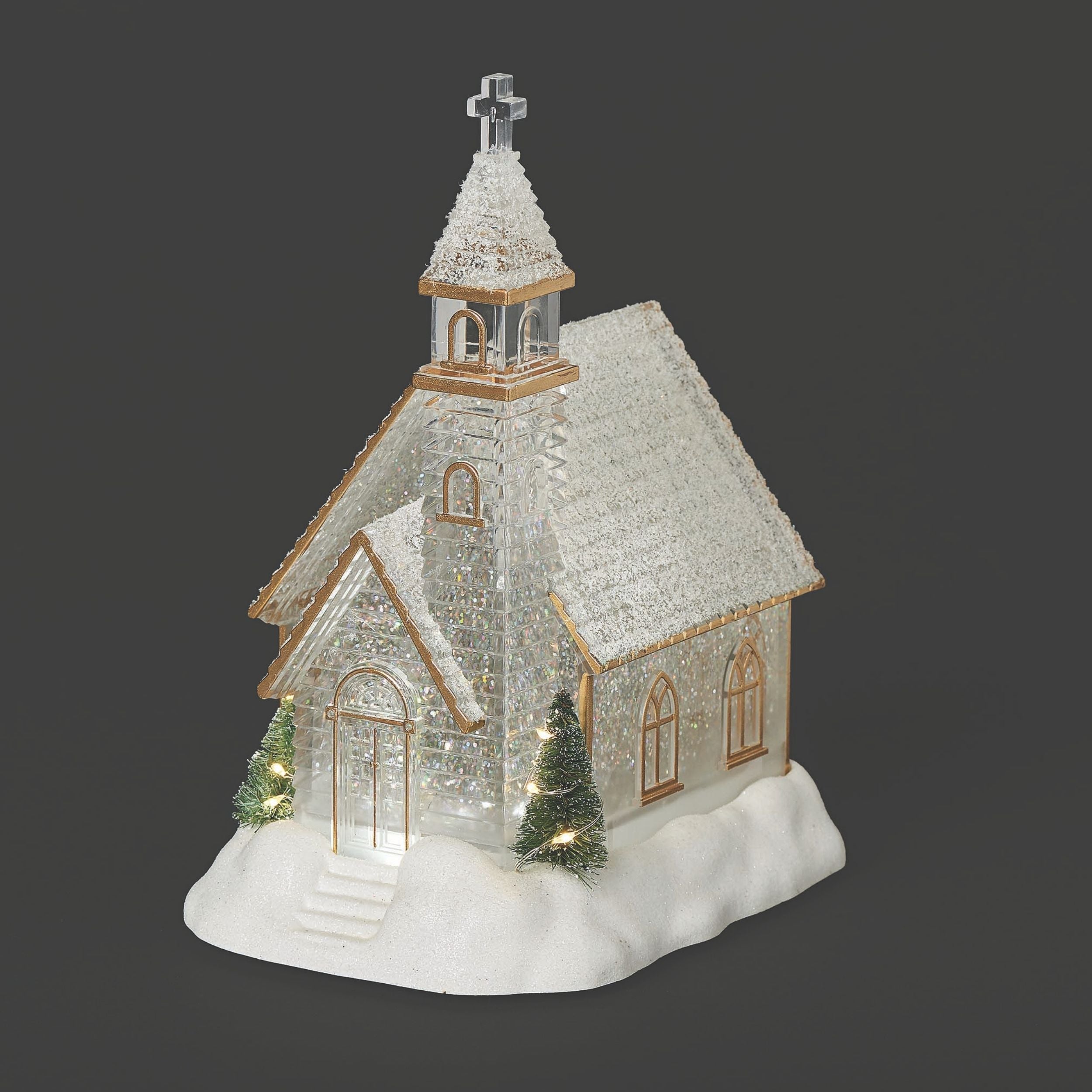 Confetti Lites Lighted Swirl Church with Trees