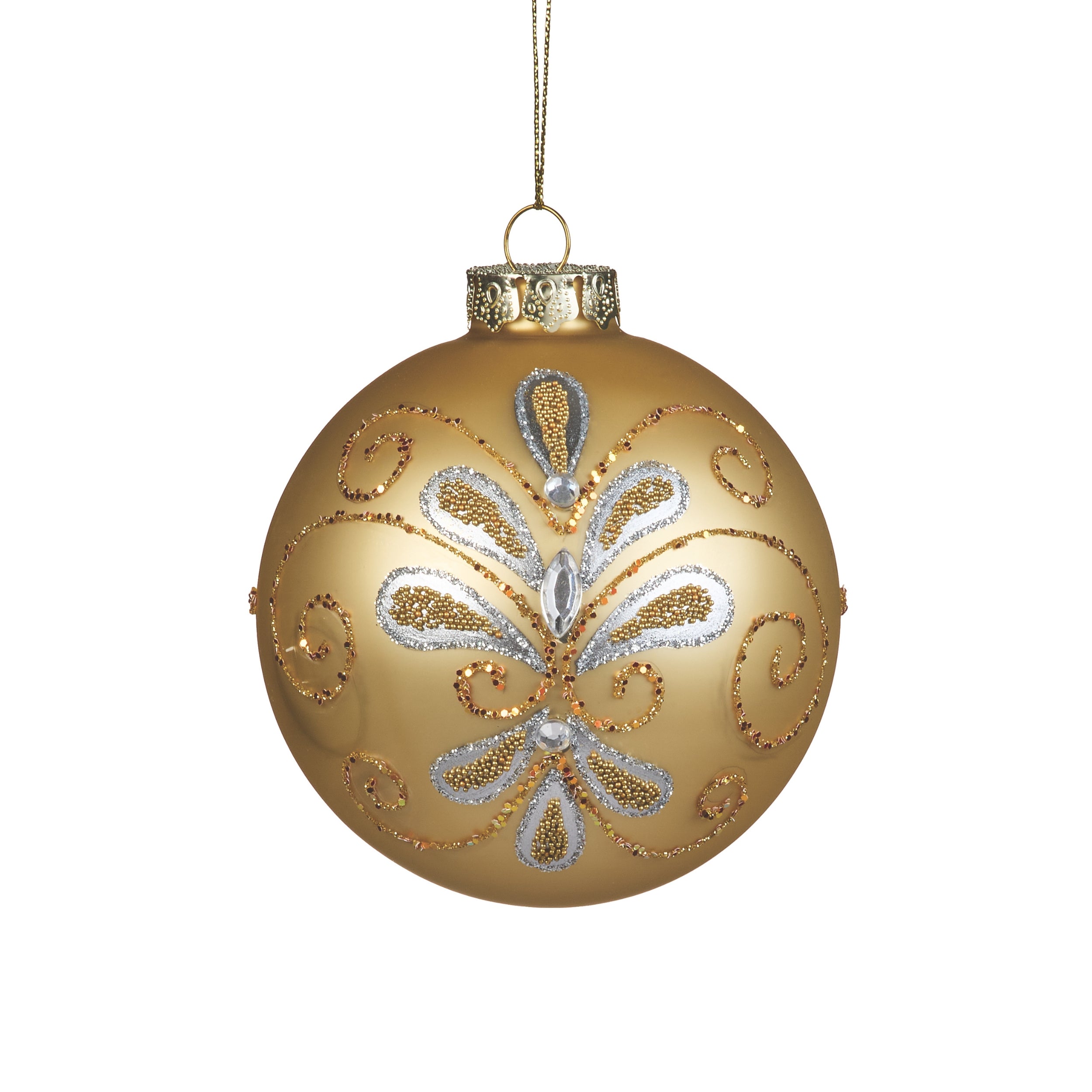 Gold & Glitter Glass Ball Ornament