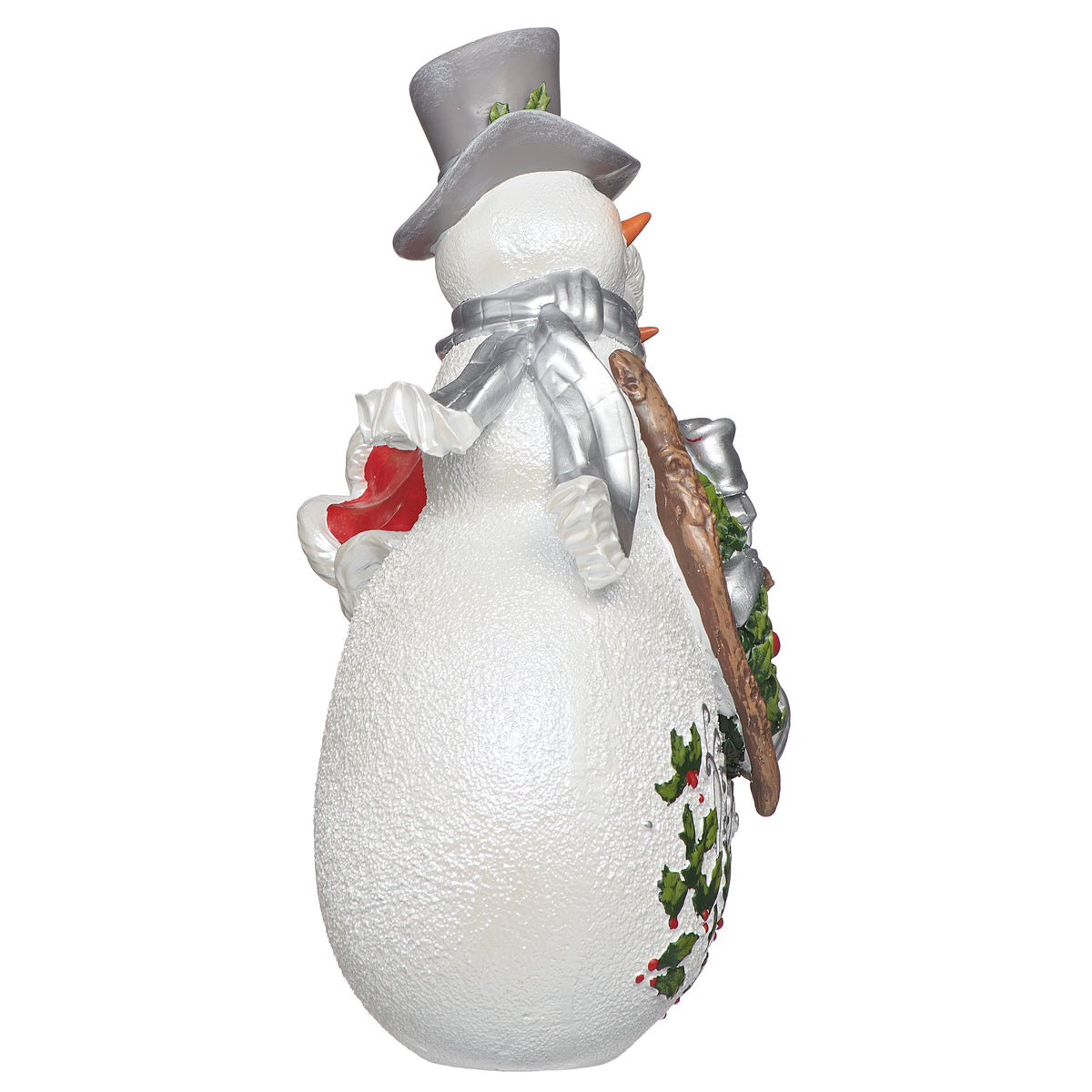 Holly Berry Snowman Couple Figure
