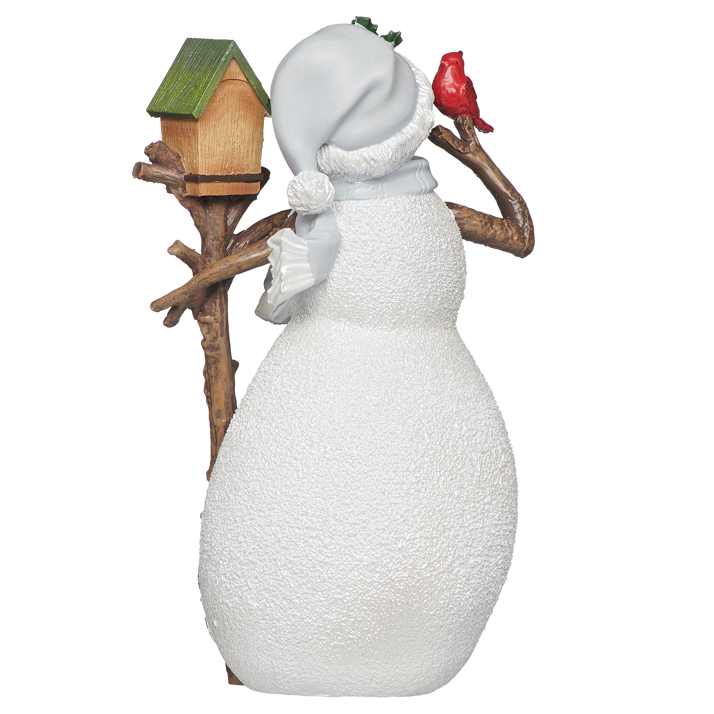 Holly Berry Snowman with Birdhouse Figure