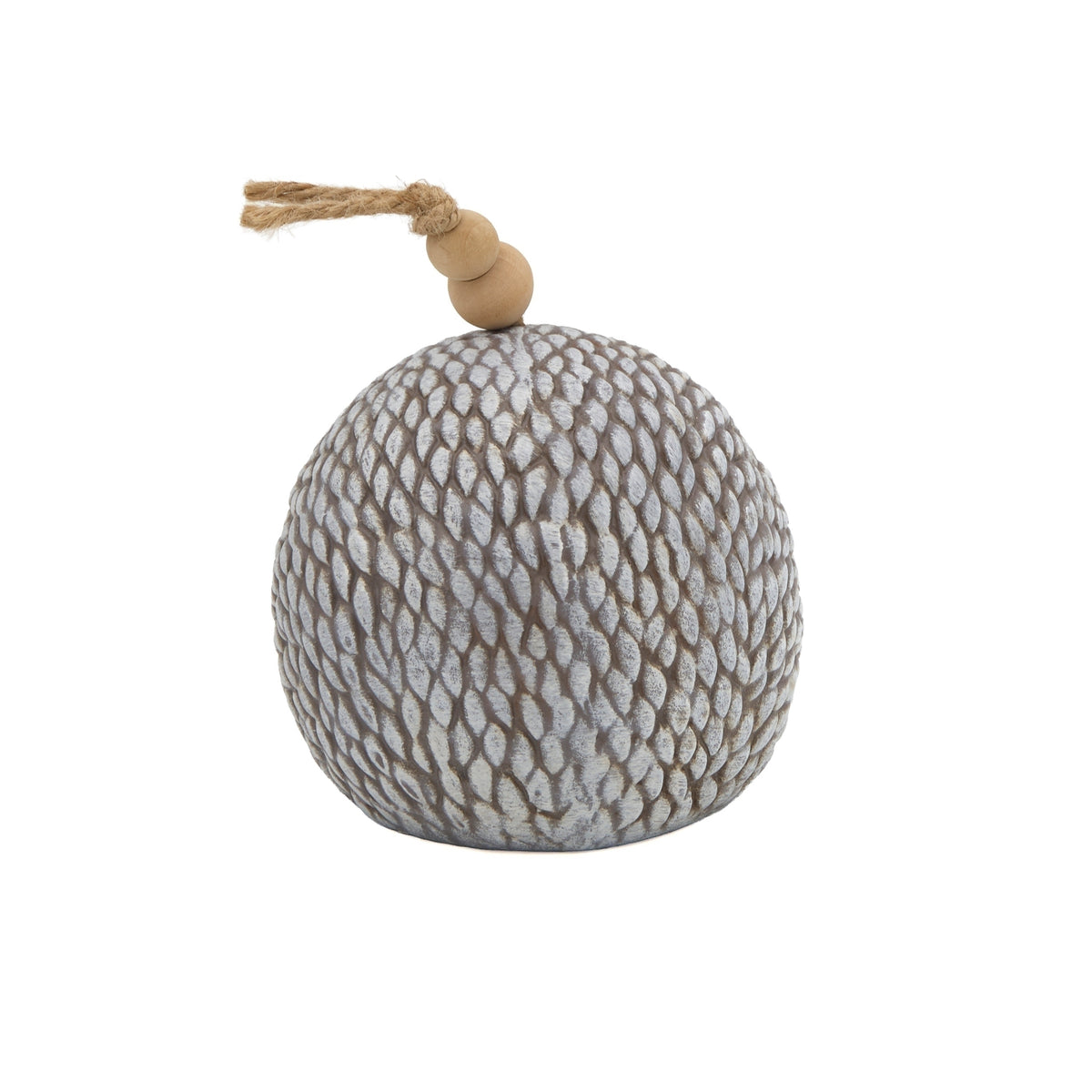 Back view of Pudgy Pals Hedgehog Bell showing the rounded textured quills and hanging string
