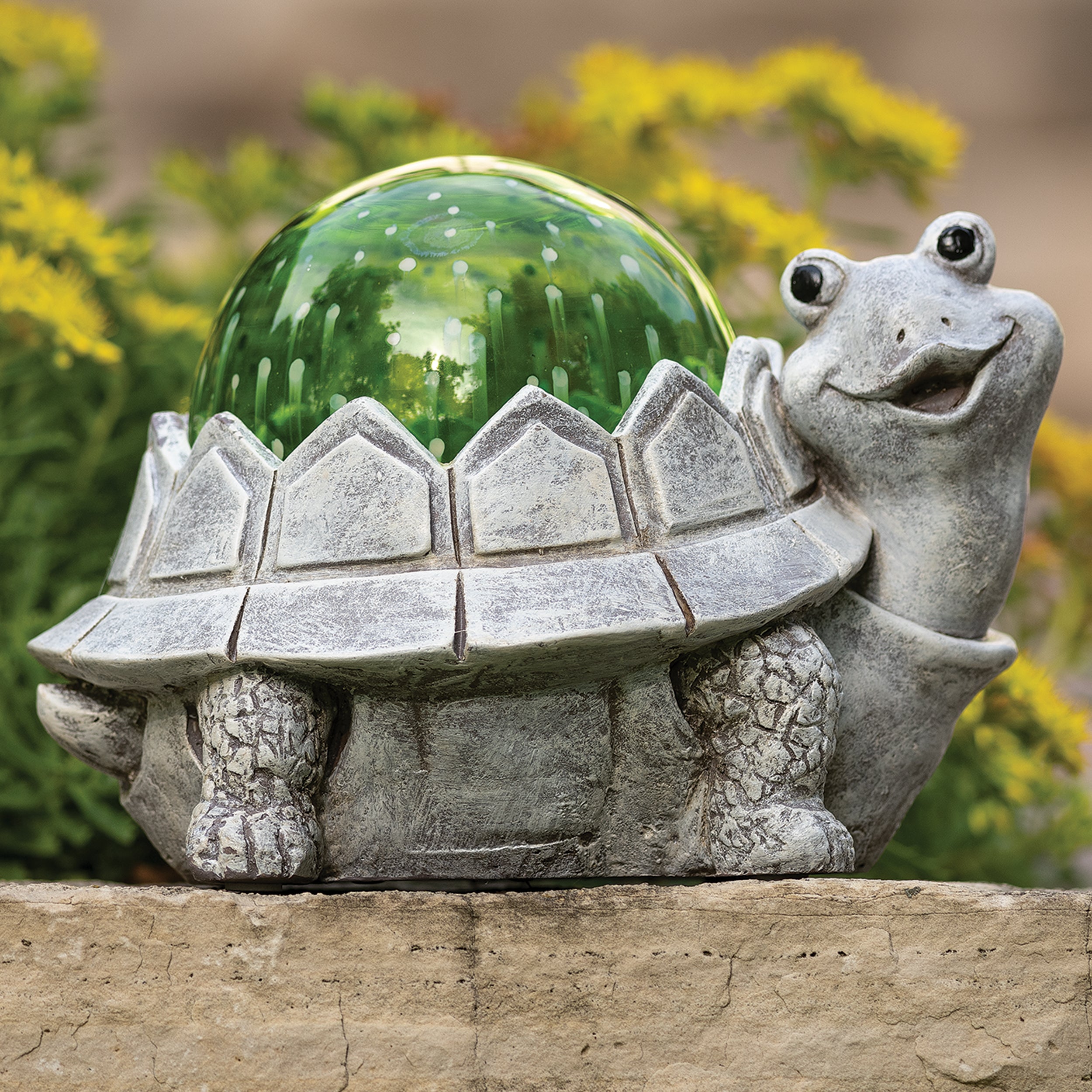 Pudgy Pals Solar-Powered Turtle Garden Statue
