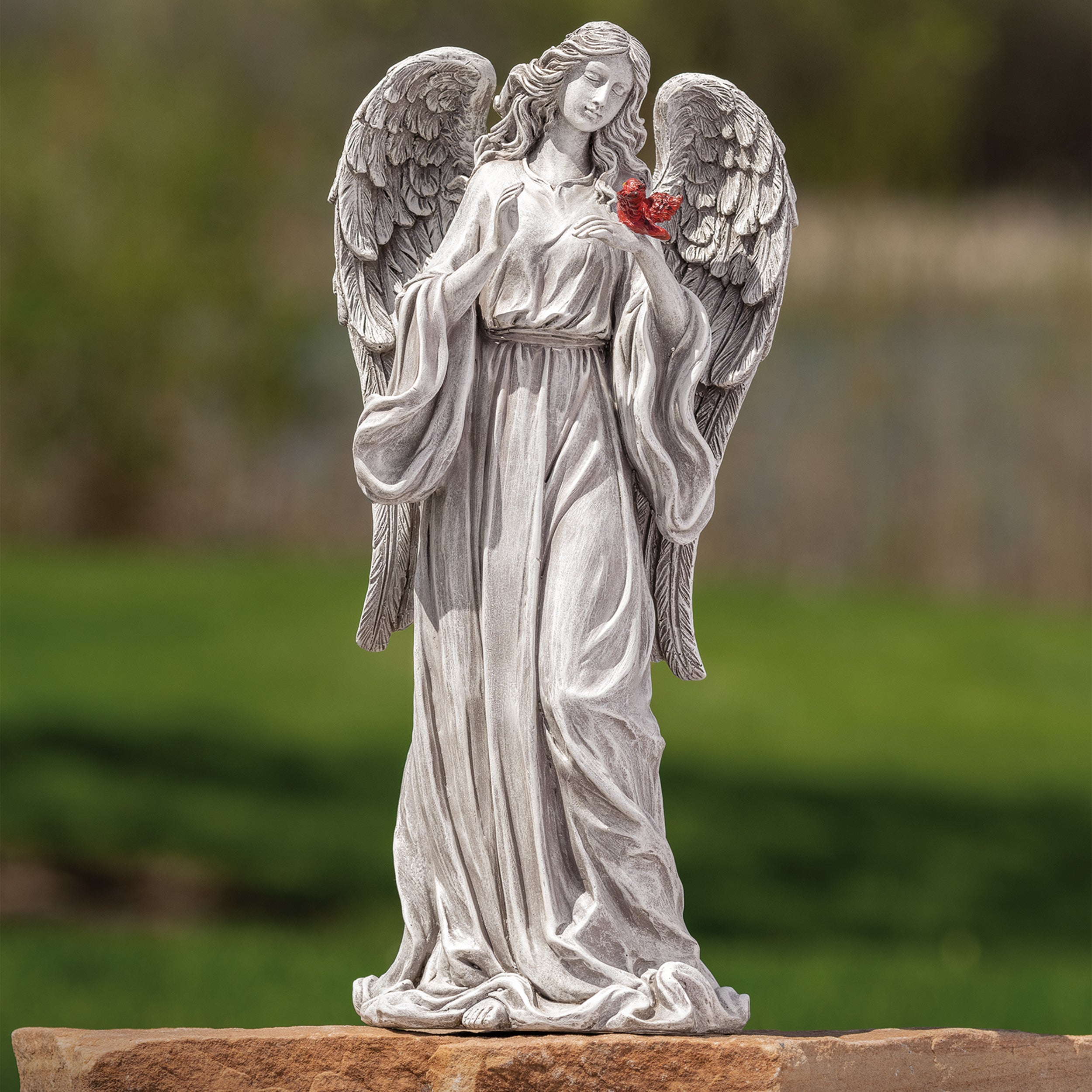 Standing Angel with Cardinal Memorial Statue