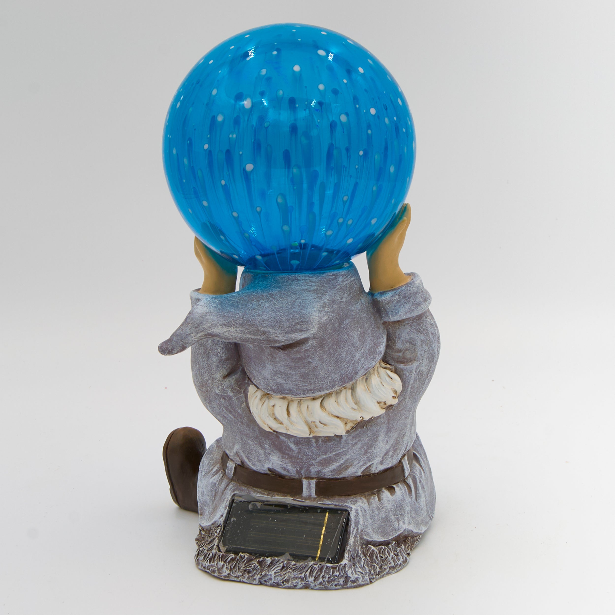 Solar Gnome with Blue Gazing Ball Garden Statue