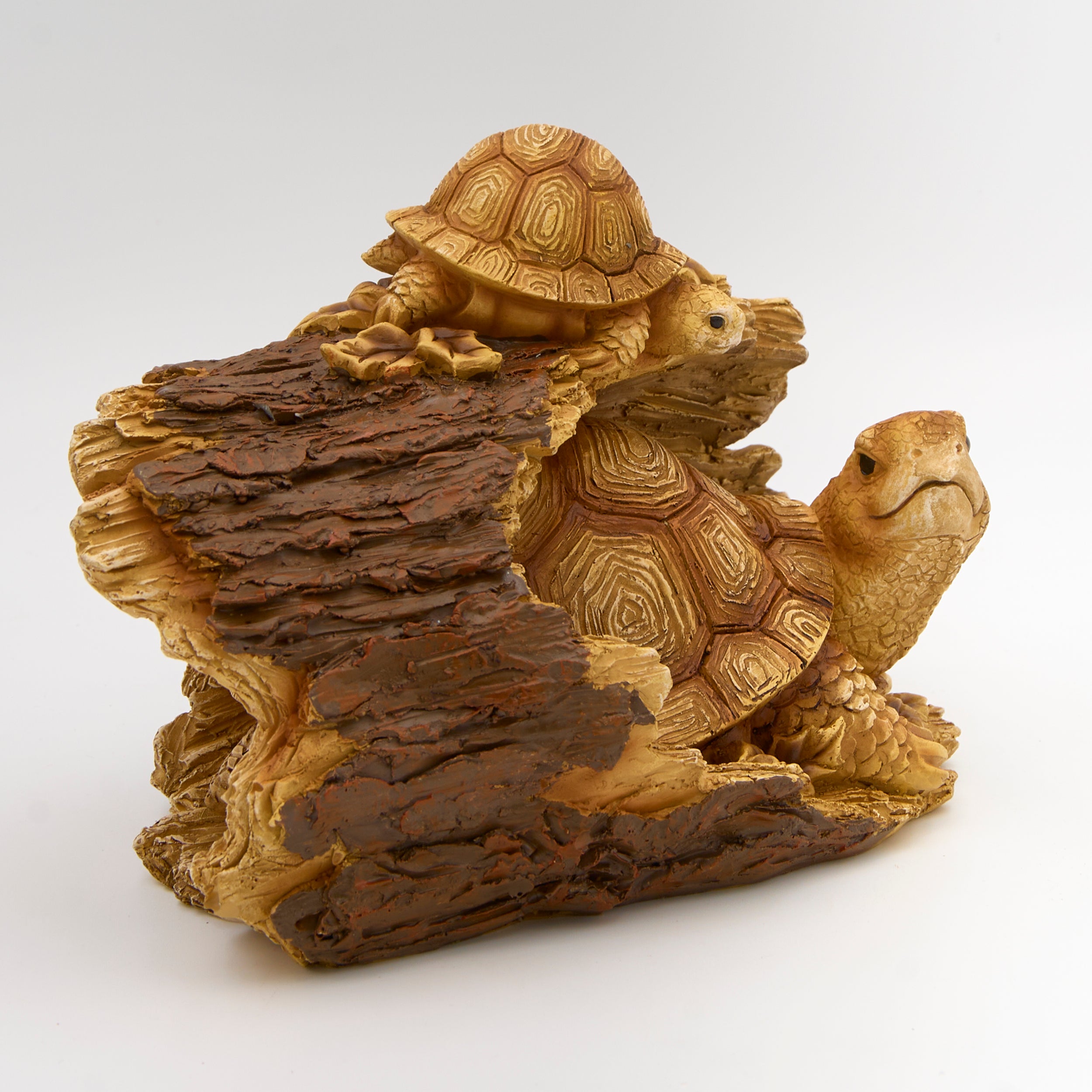 Turtle Family in Tree Trunk Garden Statue - Timber Tails Collection