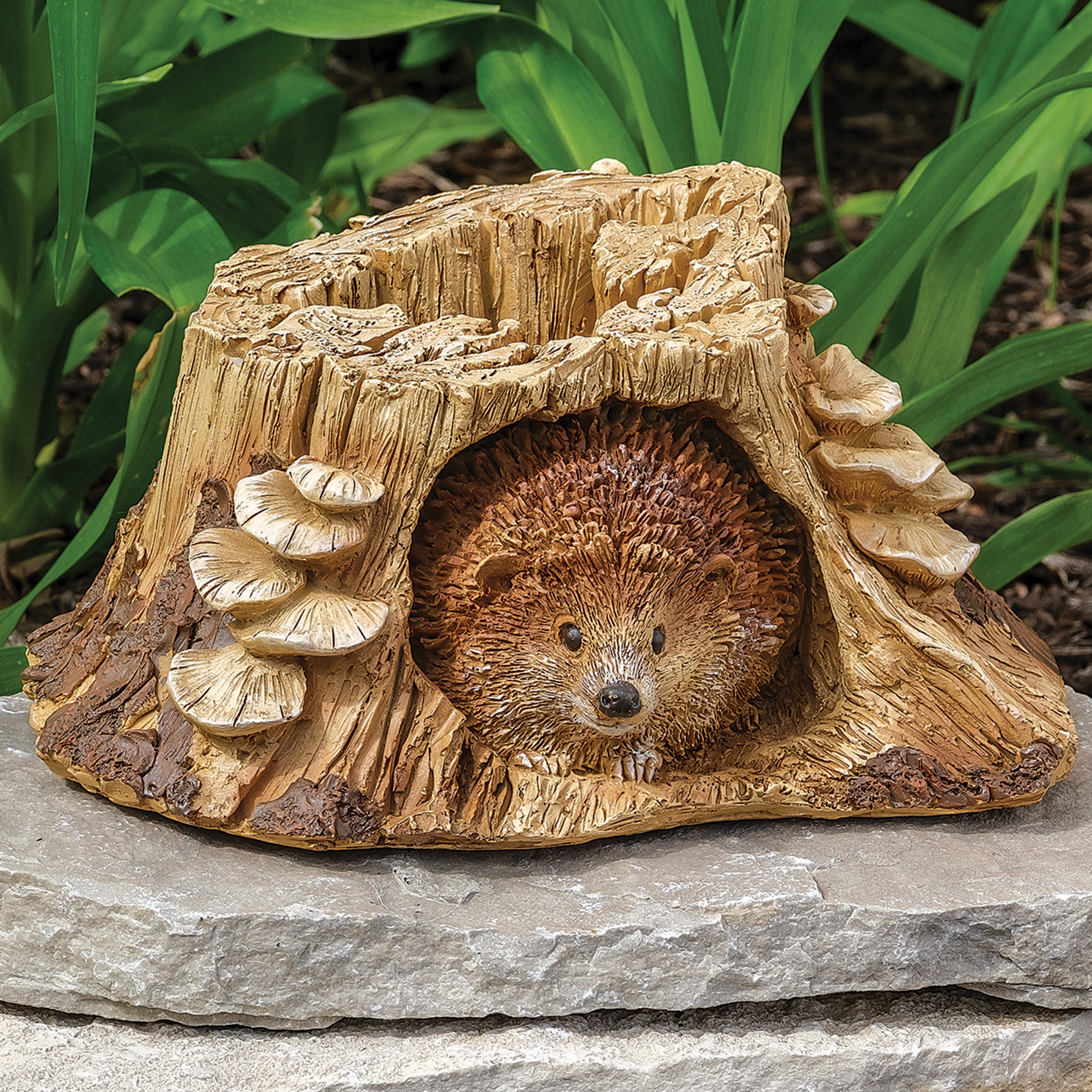 Hedgehog in Tree Stump Garden Statue – Timber Tails Collection