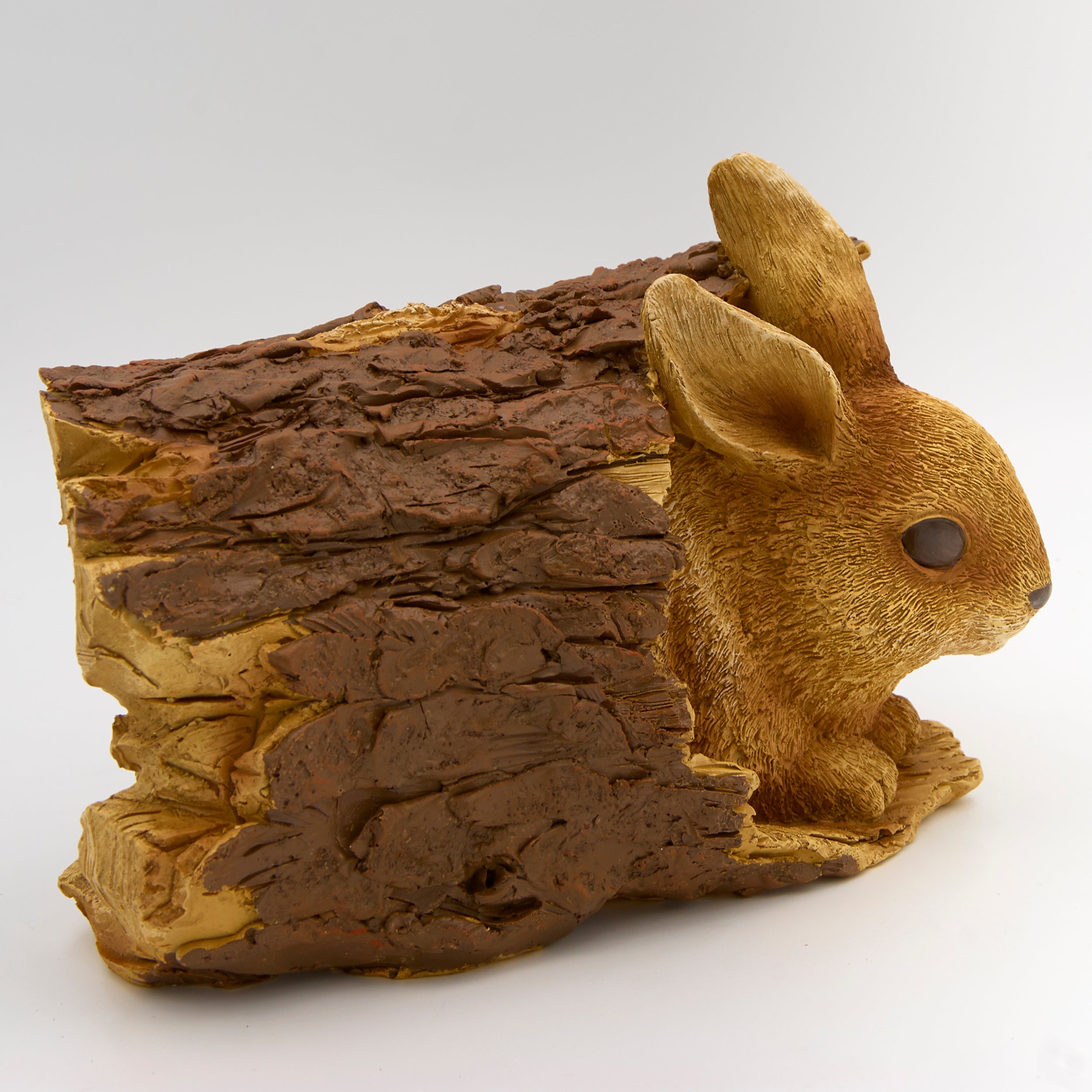 Bunny in Tree Trunk Garden Statue-Timber Tails Collection