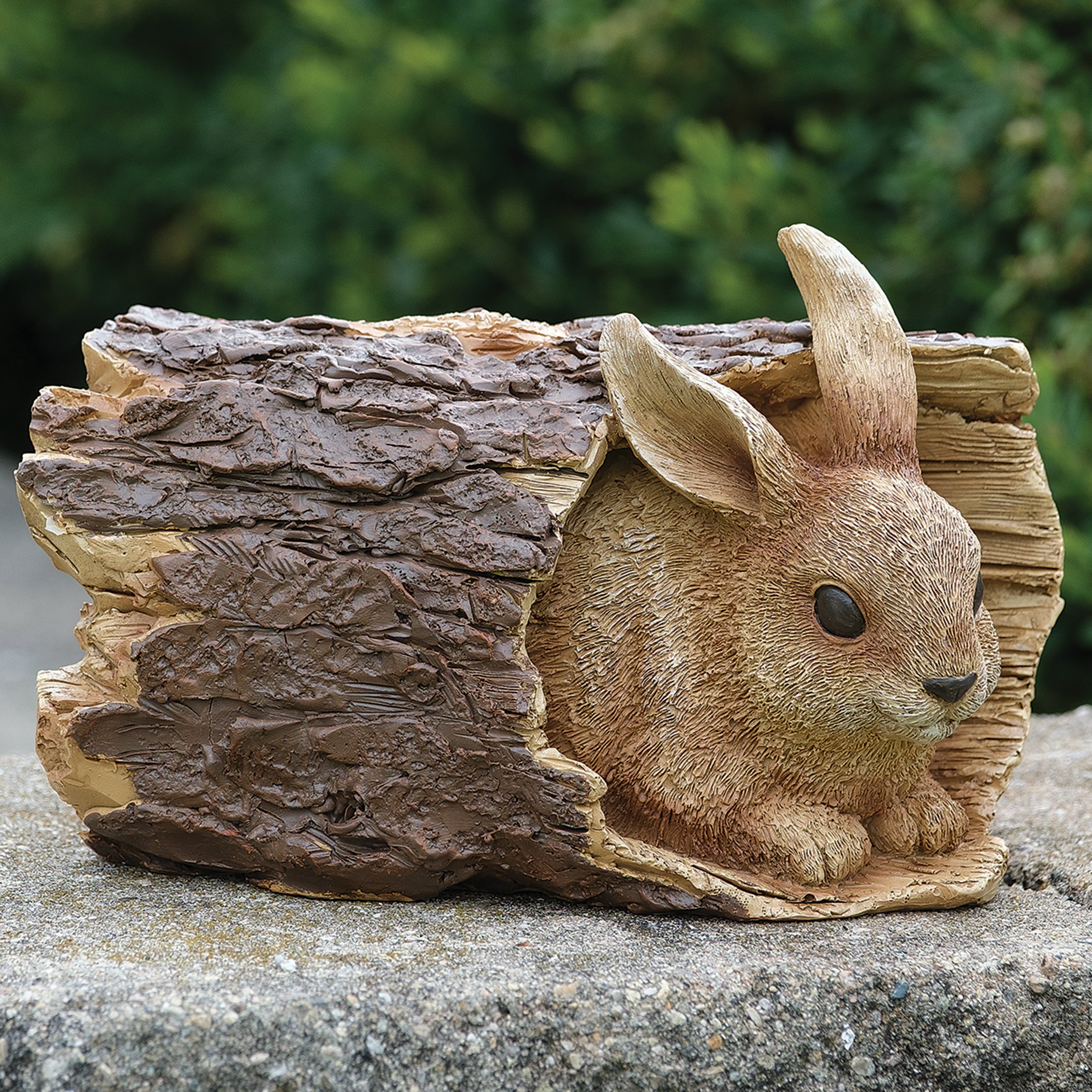 Bunny in Tree Trunk Garden Statue-Timber Tails Collection