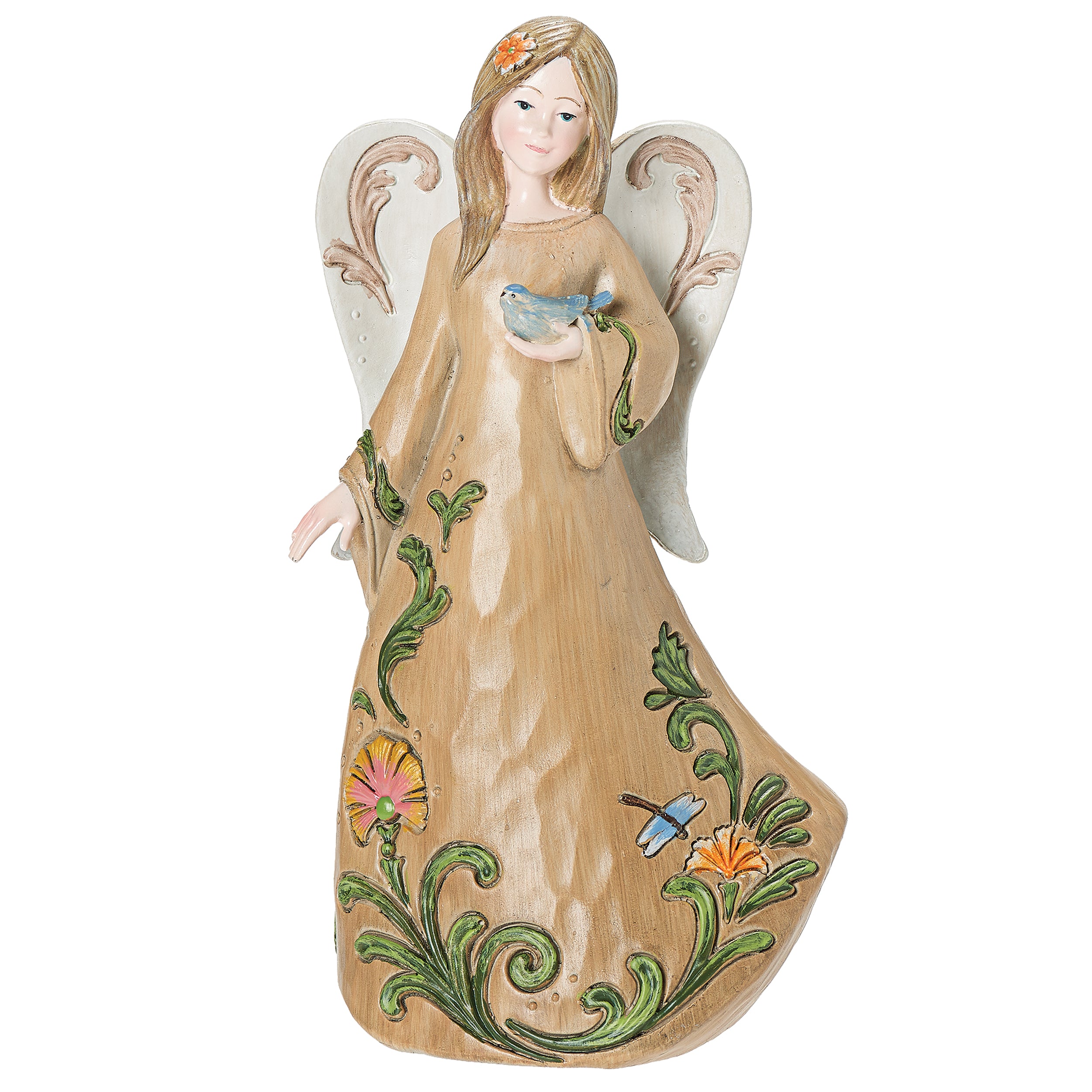 Floral Angel with Bluebird Figure