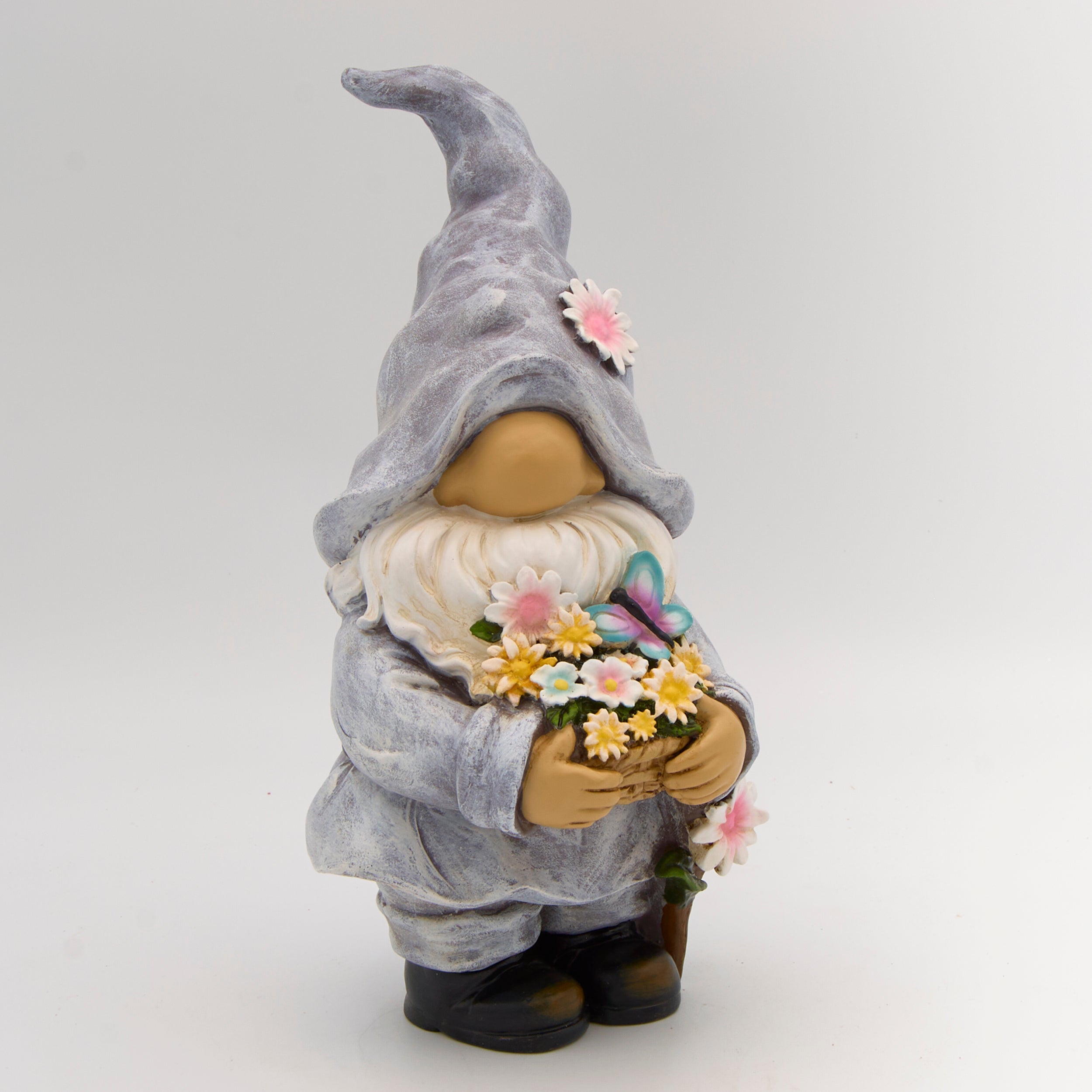 Gnome with Spring Flowers Garden Statue