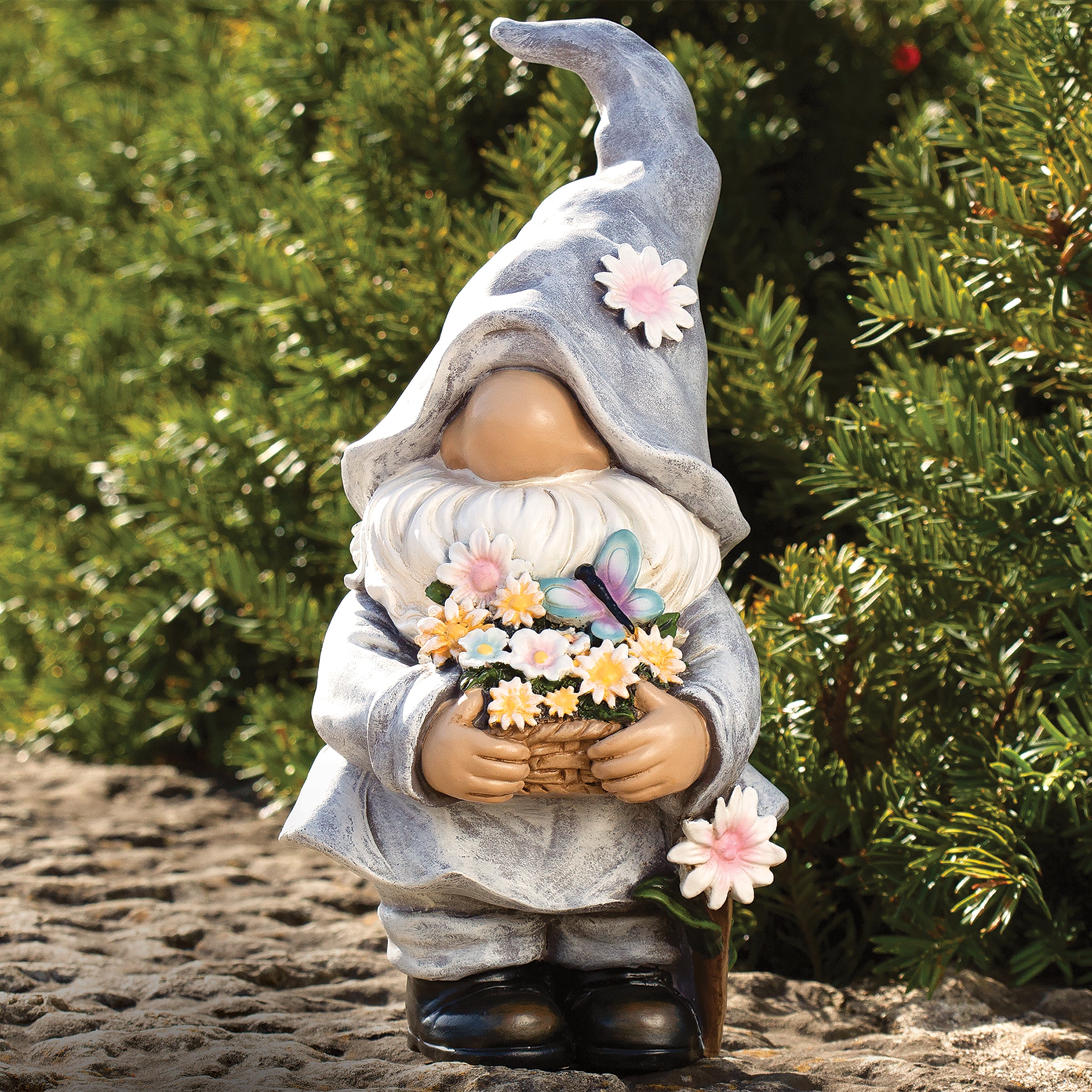 Gnome with Spring Flowers Garden Statue